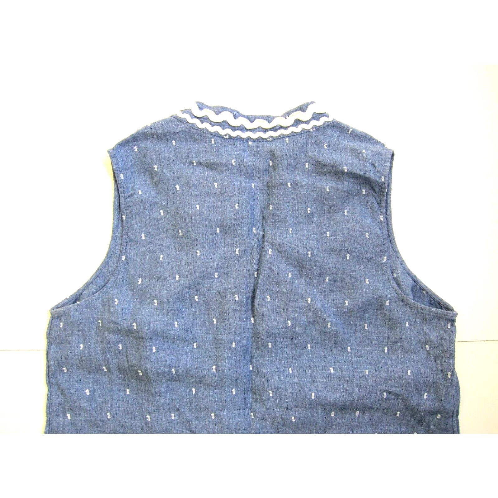 Charter Club Charter Club Blouse Sleeveless Tunic 100% Linen Blue White Embroidered Large Womens Size L / US 10 / IT 46 - 5 Thumbnail
