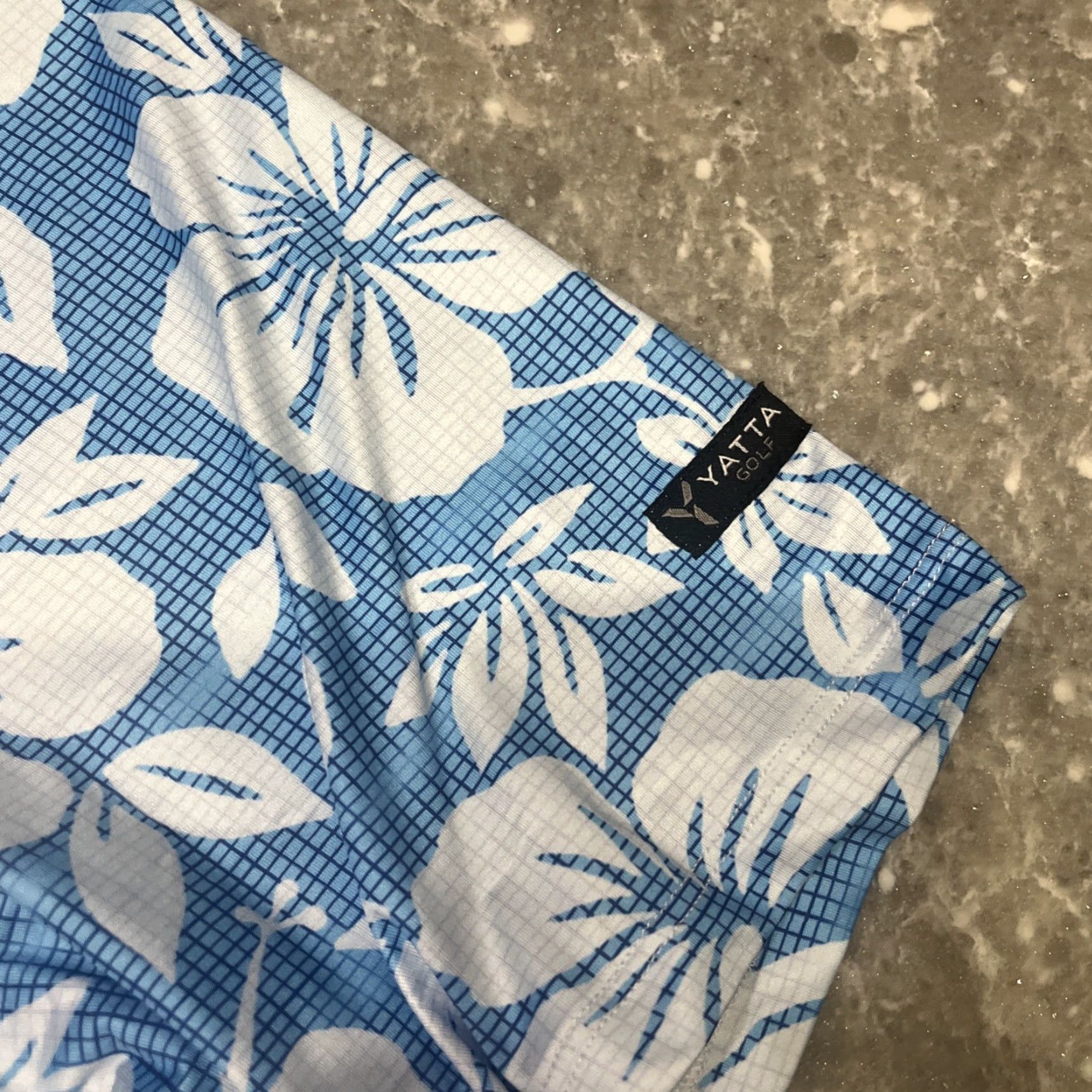 Vintage Yatta Golf Polo Shirt Mens L Blue Performance AOP Hawaiian Hibiscus Flower Shirt Polo Golf Size US L / EU 52-54 / 3 - 2 Thumbnail