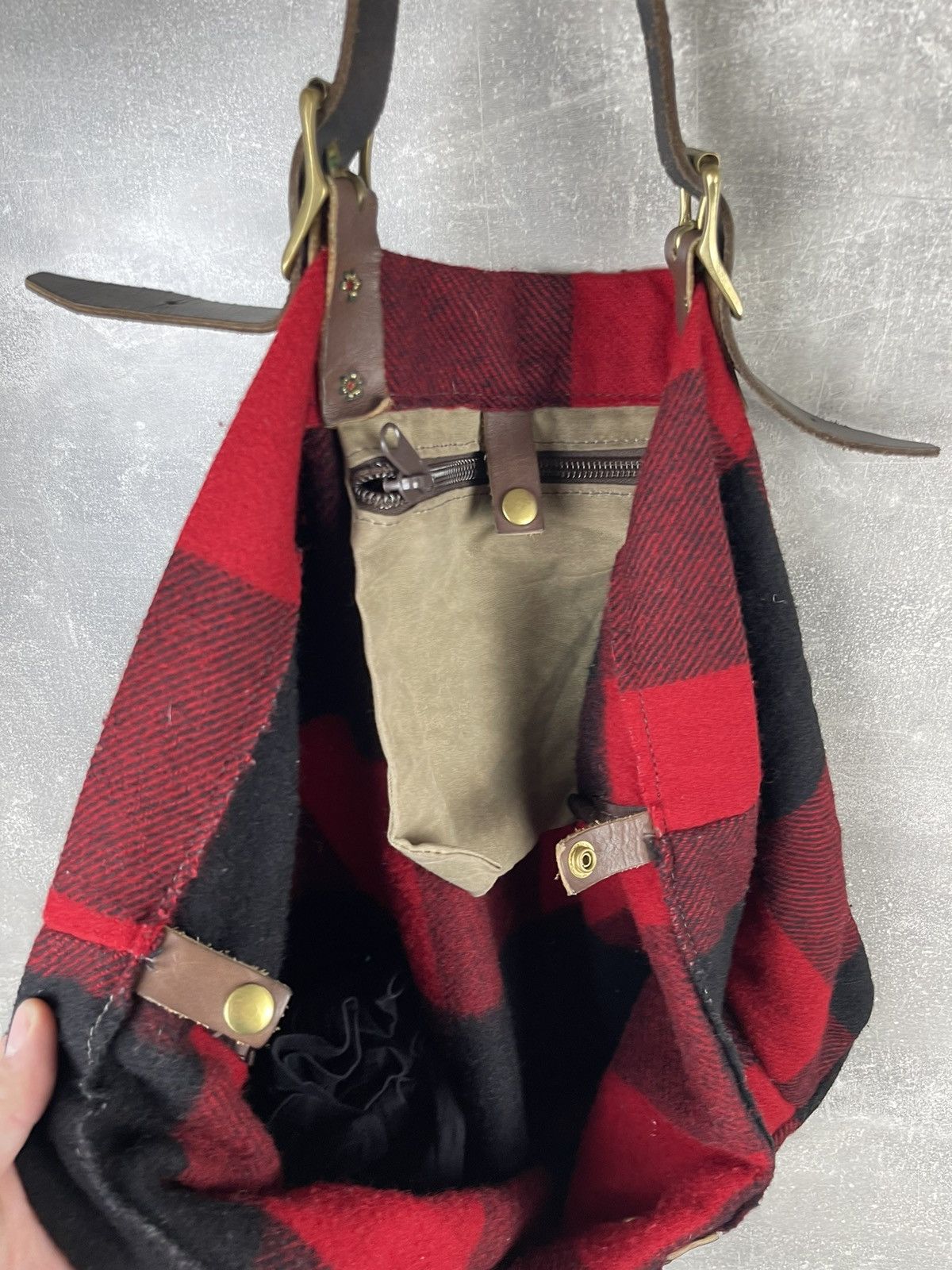 Vintage × Woolrich Woolen Mills Woolrich x Abercrombie & Fitch Buffalo Plaid Wool Tote Bag Size ONE SIZE - 9 Thumbnail