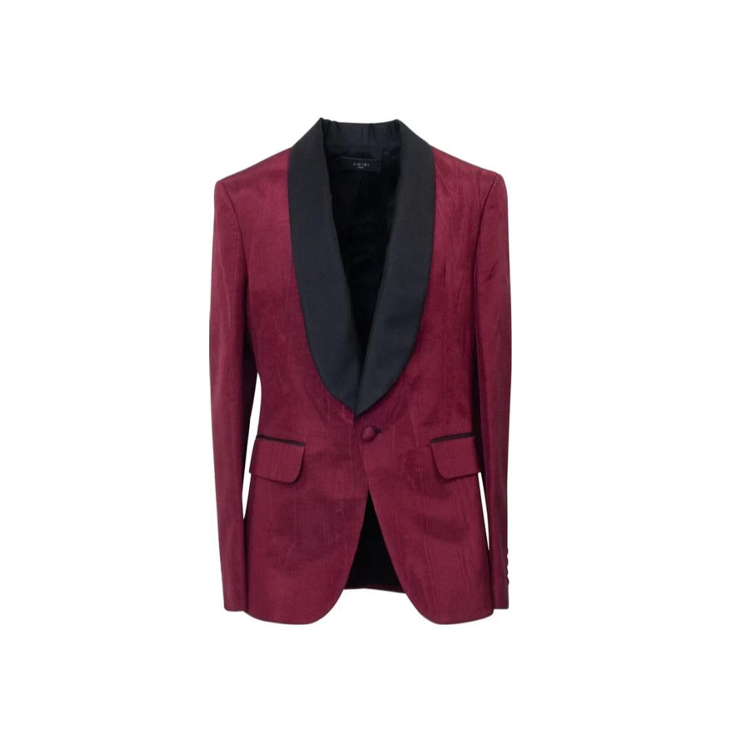 Amiri o1gr1nt1024 Moire Tux Blazer in Red Size US L / EU 52-54 / 3 - 1 Thumbnail