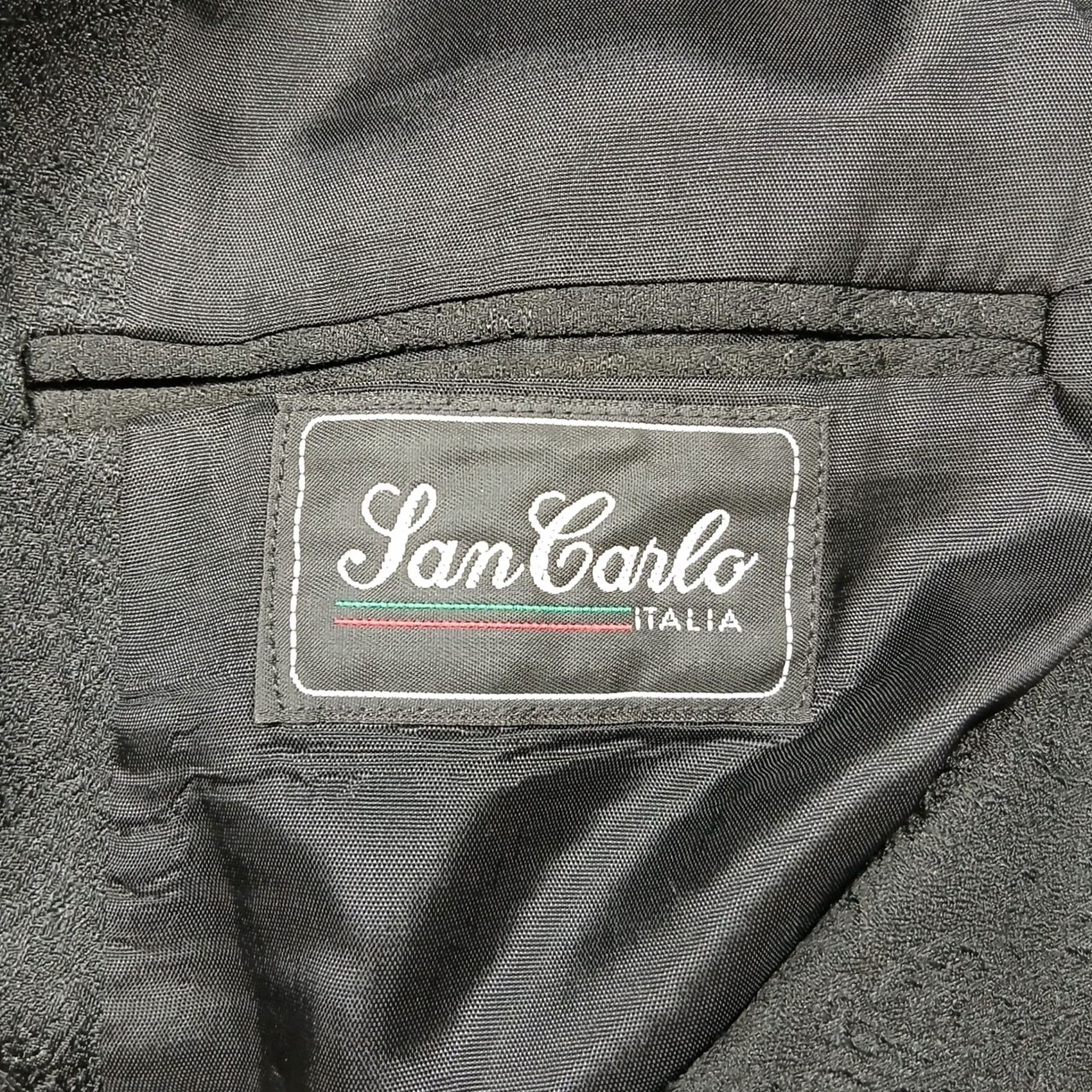 Vintage VINTAGE San Carlo Italia Blazer Mens 48L Black Jacquard 3-Button Sport Coat Made in USA Size 48R - 4 Thumbnail