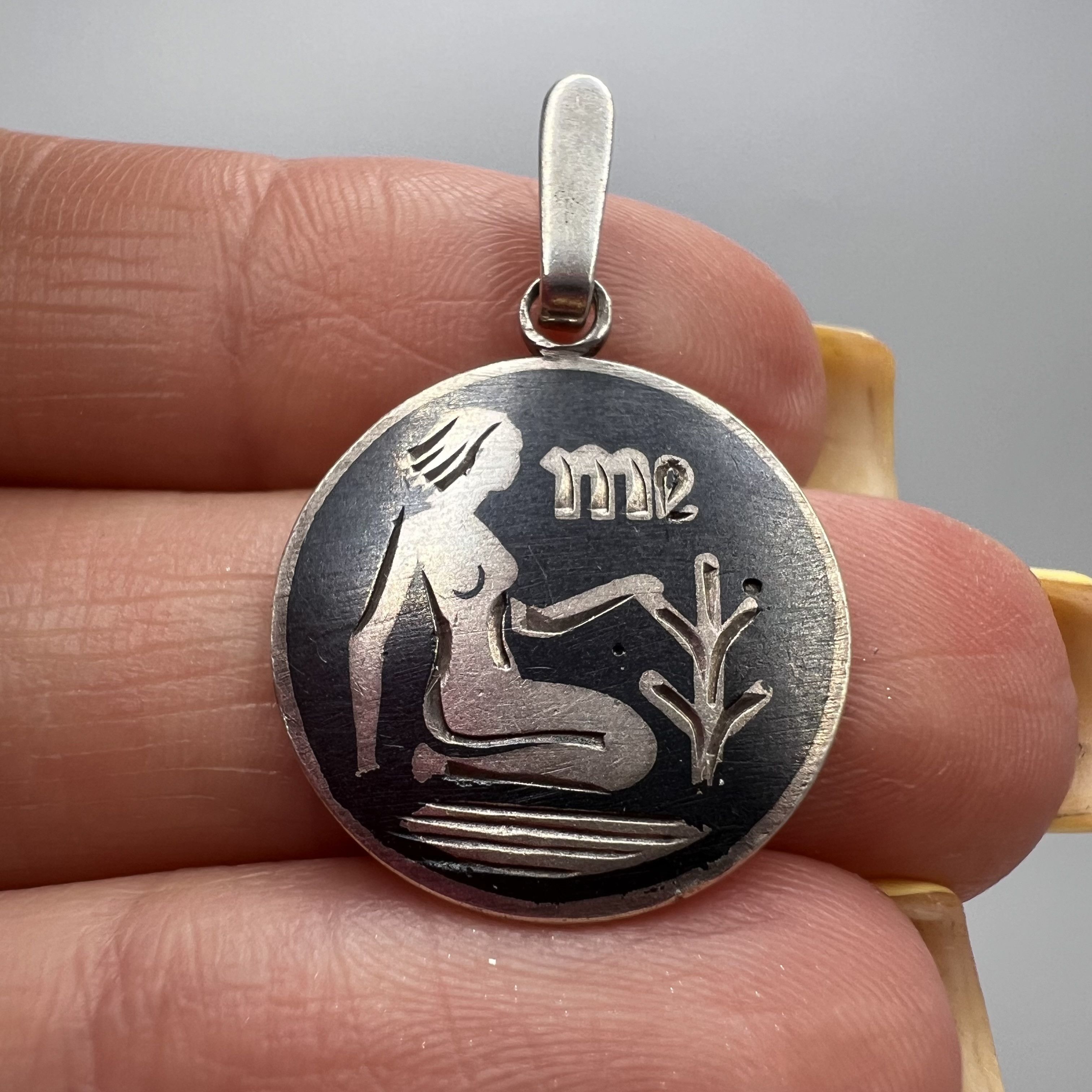 Vintage USSR Pendant Necklace Sterling Silver 875 Enamel Menswear