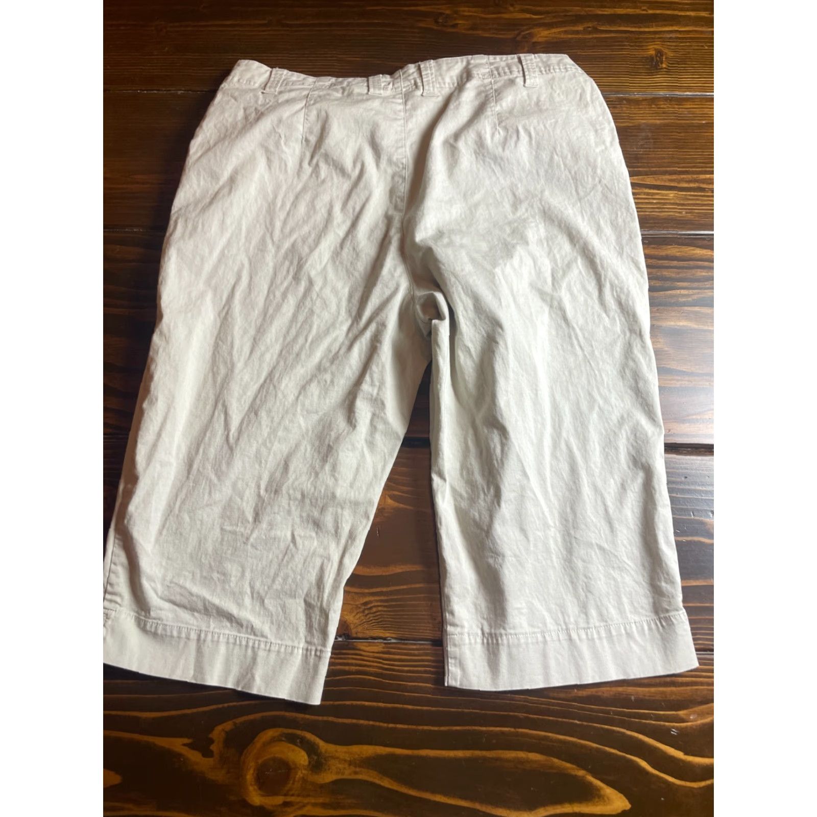 Vintage White Stag Capri Pants Women's 14 Tan High Rise Stretch Pockets Jersey? (Note: Continue) Size 36" / US 14 / IT 50 - 2 Thumbnail