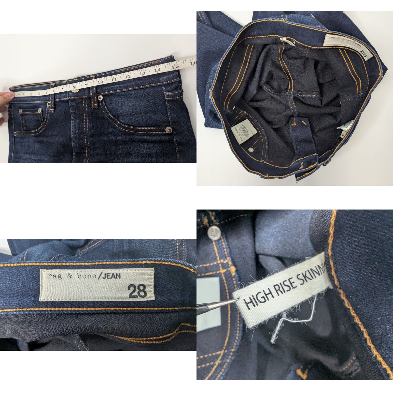 Rag & Bone rag & bone Jeans Blue Denim High Rise Skinny 28 Womens Class Regular Stretch Dark Wash 5-Pocket Bohemian City Festival Modern Size 28" / US 6 / IT 42 - 8 Thumbnail