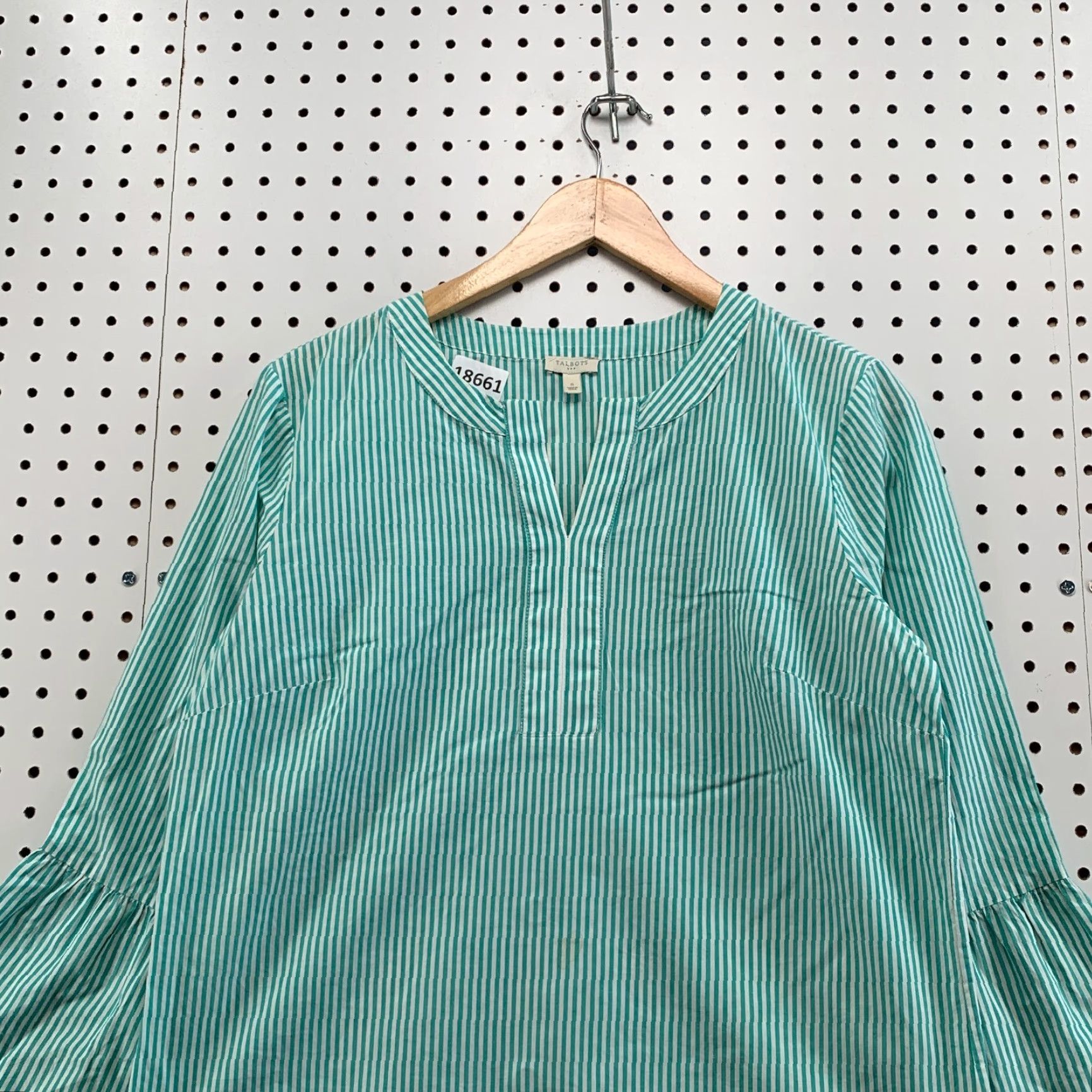 Talbots Talbots Womens Tunic Shirt Striped Bell Sleeve White Green Small Size S Adult Women Size S / US 4 / IT 40 - 5 Thumbnail