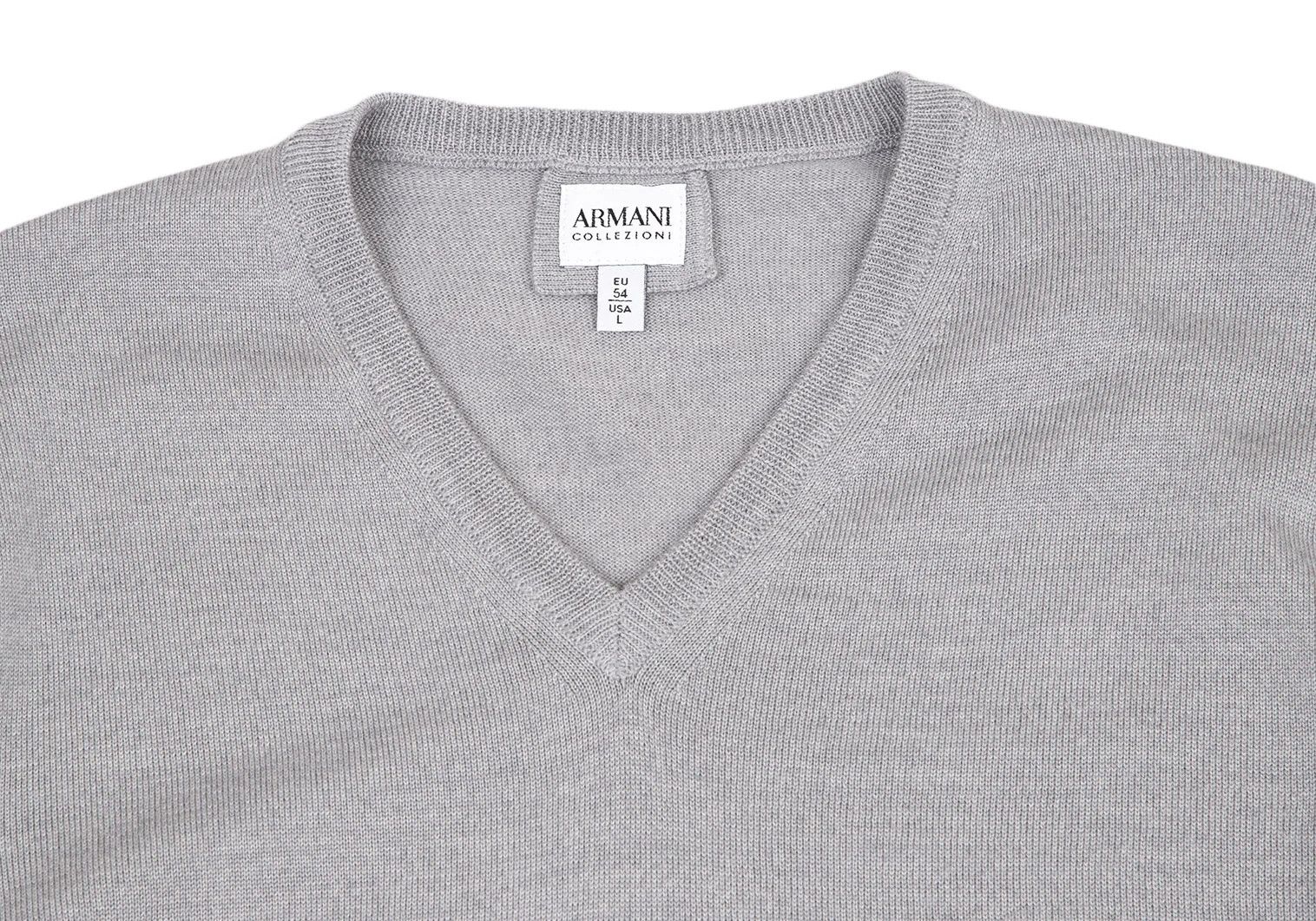 Armani Collezioni Wool V-Neck Knit Sweater in Gray, Size L Size US XXS / EU 40 - 2 Thumbnail