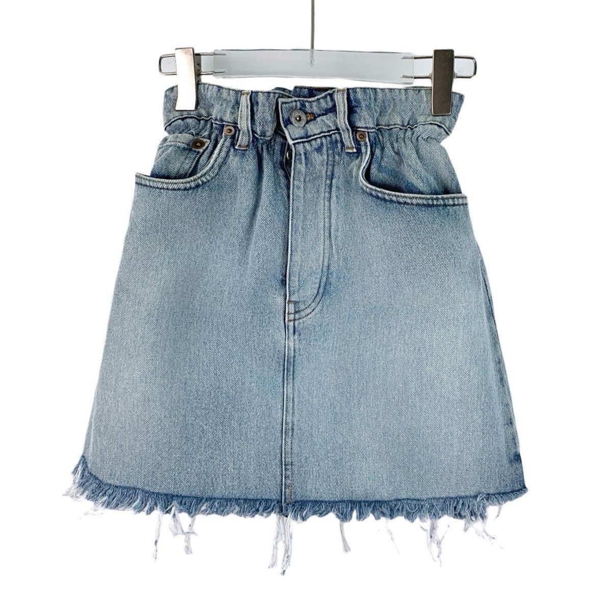 Miu Miu Miu Miu Blue Logo Letter Tassel Casual Denim Skirt K26WX Size 25" / US 0 / IT 36 - 1 Thumbnail