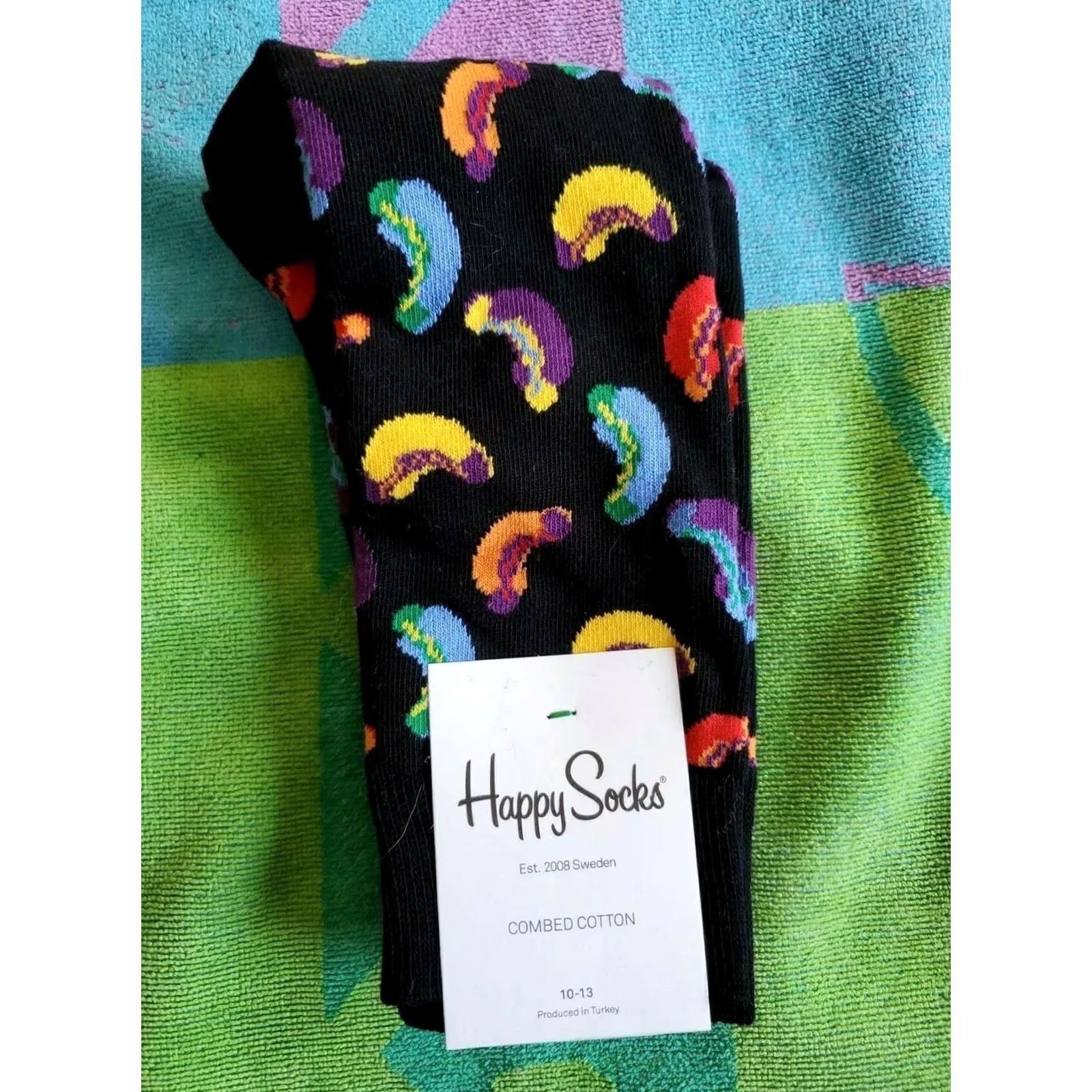 Happy Socks HAPPY SOCKS Colorful Hotdogs Sock Unisex Adults 10-13 Black Cotton Blend Casual Socks Size ONE SIZE - 2 Thumbnail