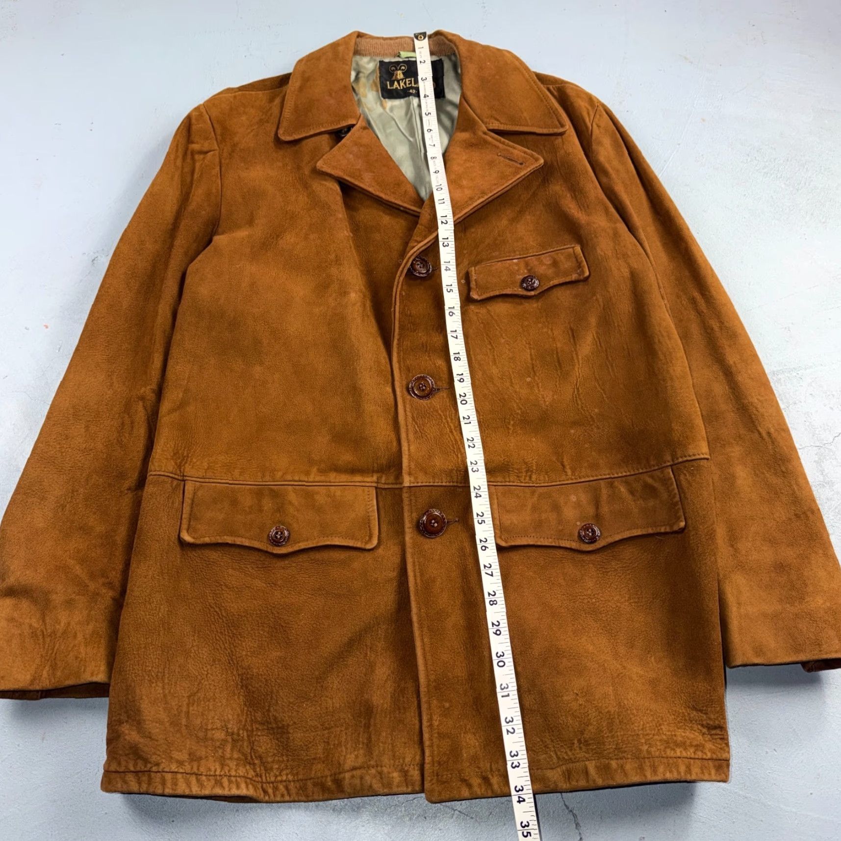 Vintage VINTAGE Lakeland Leather Western Suede Brown Jacket Chore Coat Size 42 Mens Regular Leather Lined Pockets Brown USA Retro 42 Mens Size US XS / EU 42 / 0 - 7 Thumbnail
