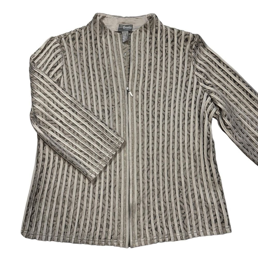 Chicos NWT New $149 Chico's Travelers Vera Mocha Cream Lace Jacket Size M / US 6-8 / IT 42-44 - 6 Thumbnail