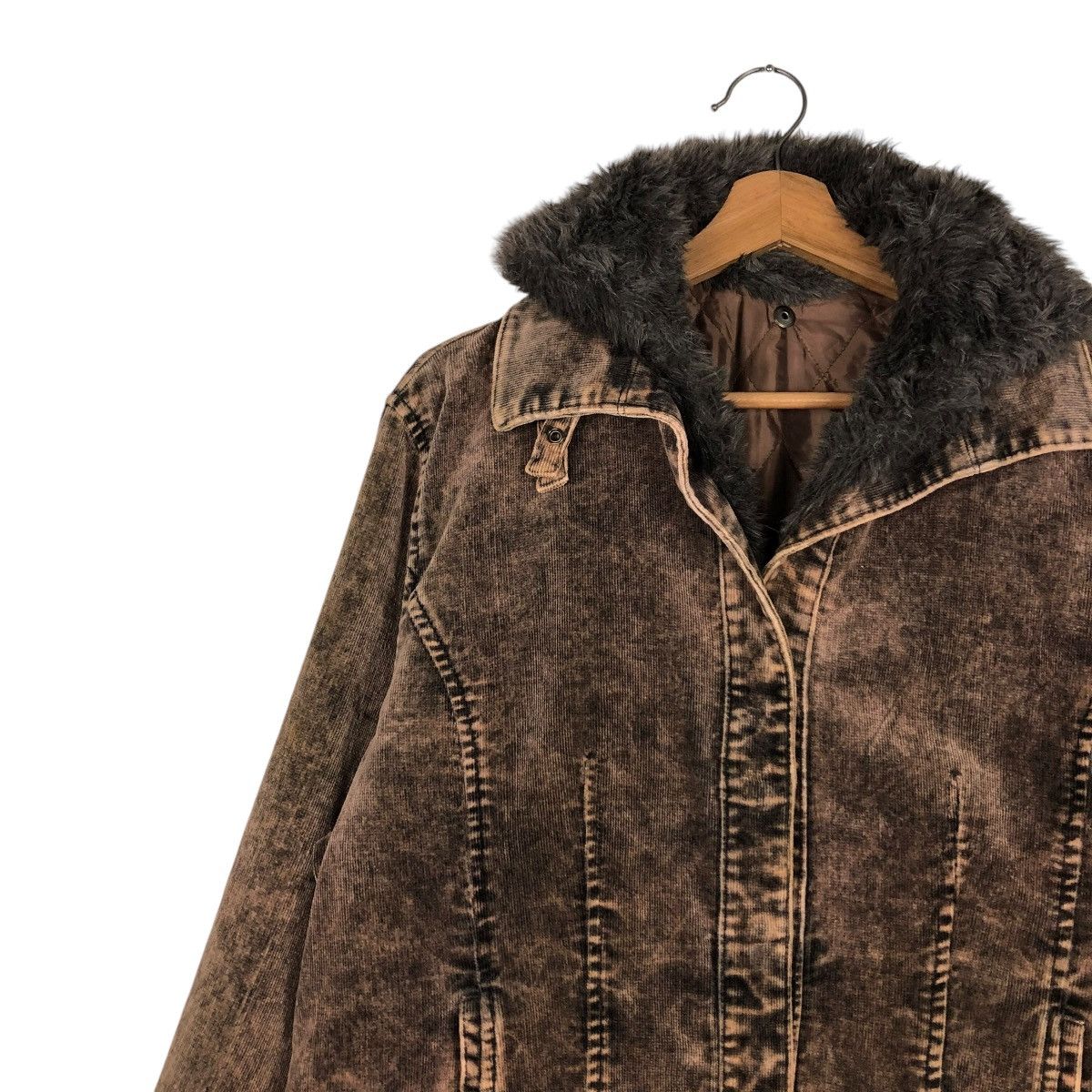 Japanese Brand 🔥VINTAGE BIKER JACKET DOUBLE COLLAR FUR LINING CREA JAPAN Size US M / EU 48-50 / 2 - 9 Thumbnail