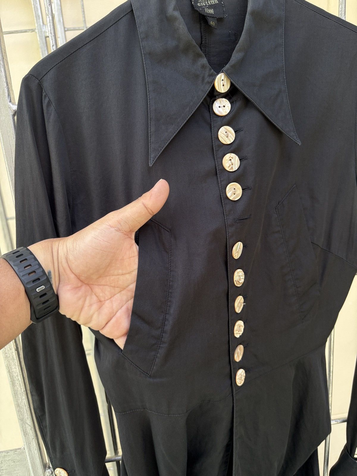 Jean Paul Gaultier Jean Paul Gaultier JPG black long sleeves dress shirt Size M / US 6-8 / IT 42-44 - 12 Thumbnail