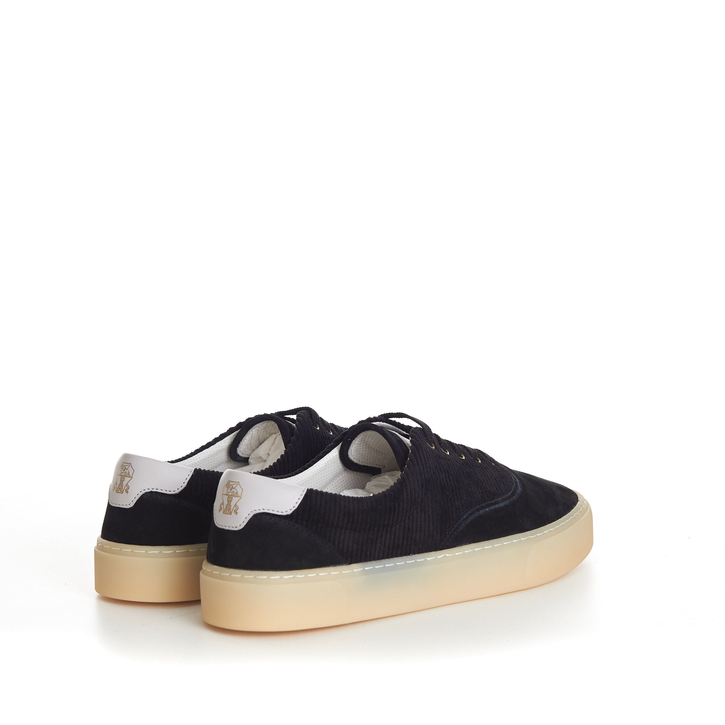 Brunello Cucinelli Black Washed Suede And Techno Corduroy Sneakers Size US 11 / EU 44 - 7 Thumbnail