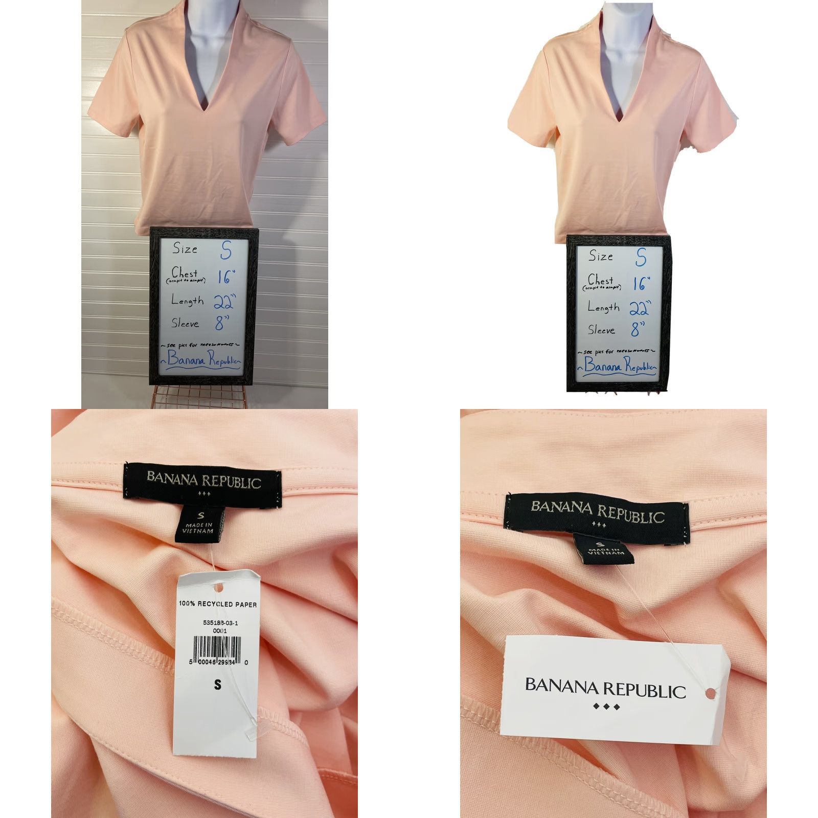Banana Republic Banana Republic Women’s Short Sleeve Blouse NWT Pink Light Small XS? Wait: Please confirm size. Size S / US 4 / IT 40 - 8 Thumbnail