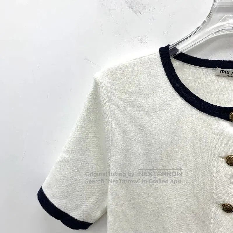 Miu Miu Miu Miu White Cotton Short Sleeve Pullover . Size XS / US 0-2 / IT 36-38 - 3 Thumbnail