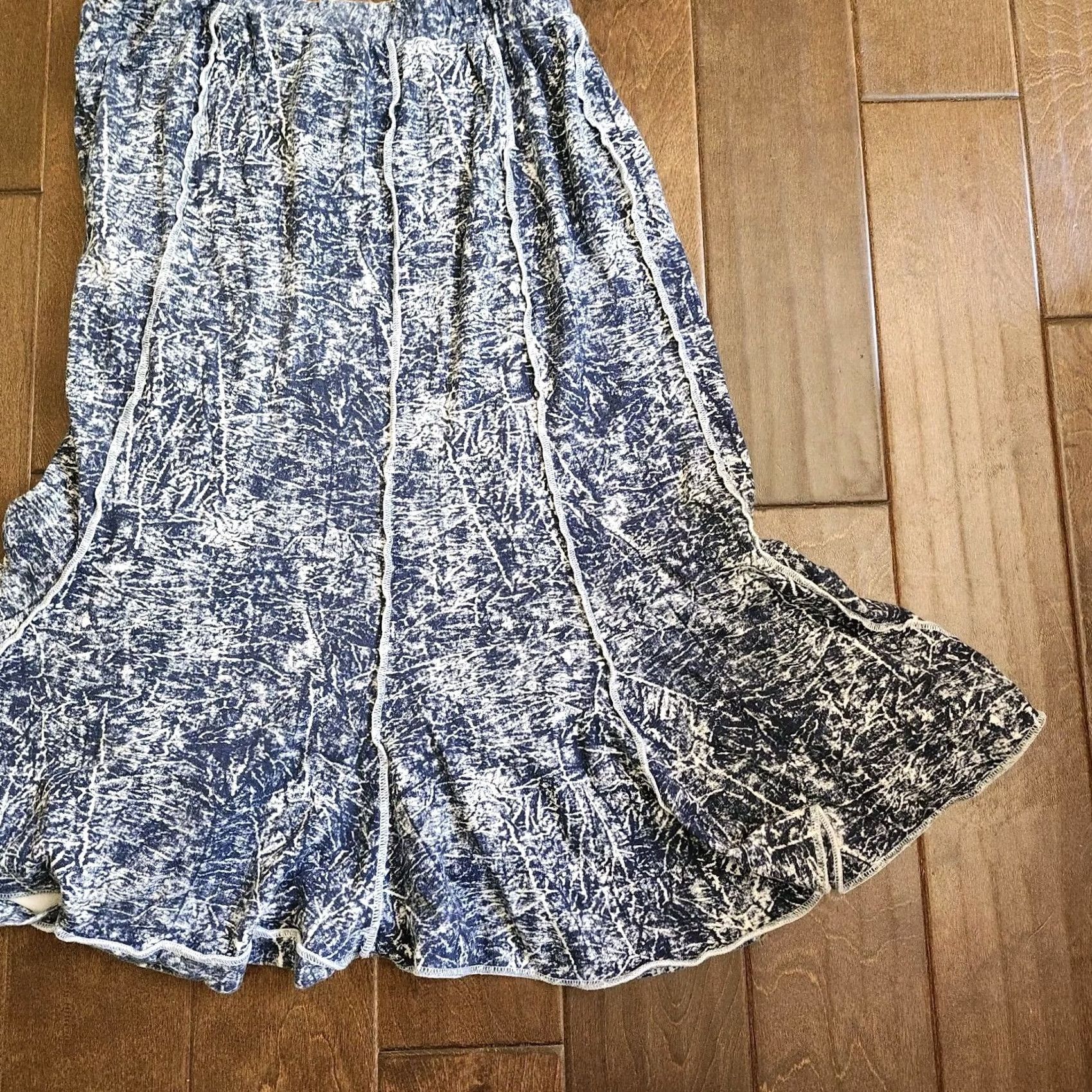 Vintage Bonnie Boynton Women's Blue Maxi Skirt - Size L - Cotton - Pull On - Long - Regular - Spring Summer Fall - Womens Size 36" / US 14 / IT 50 - 3 Thumbnail
