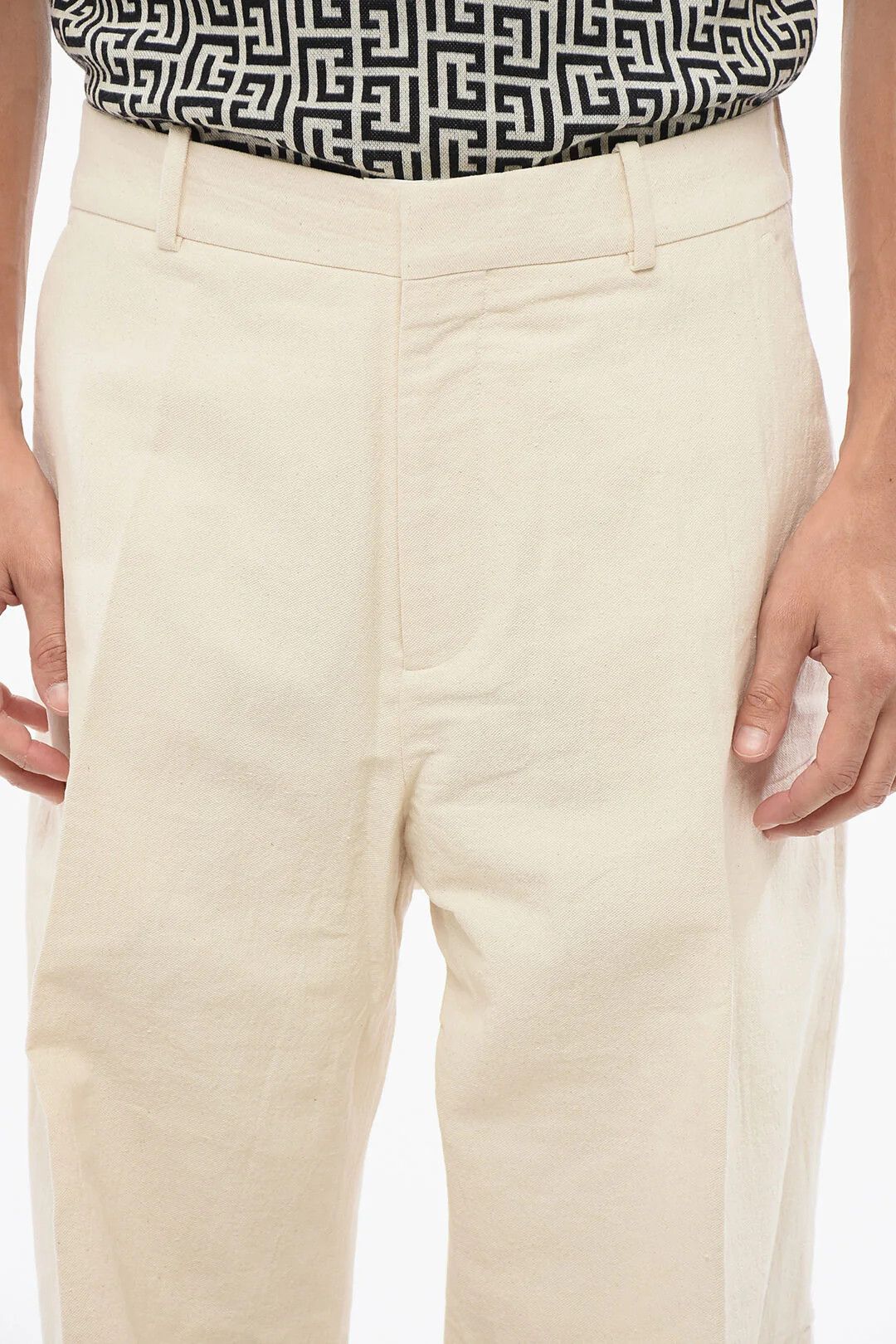 Balmain og1mm0326 Lightweight Cotton Loose-Fit Pant in Beige Size US 34 / EU 50 - 3 Thumbnail