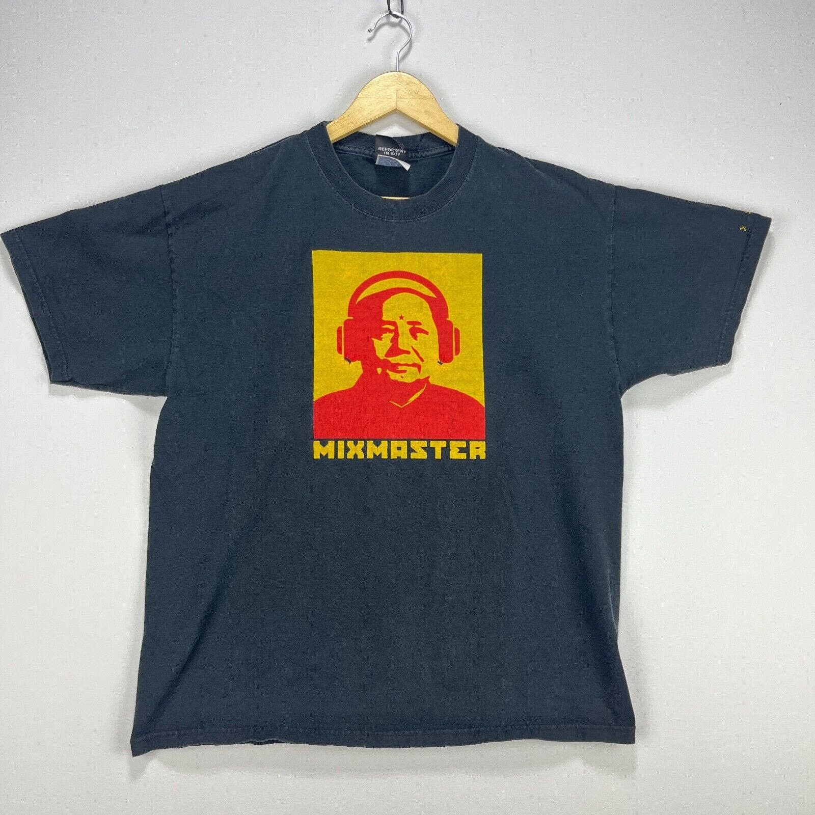 image of Vintage Chairman Mao Mixmaster China Hip Hop T Shirt in Black, Men's (Size Large)