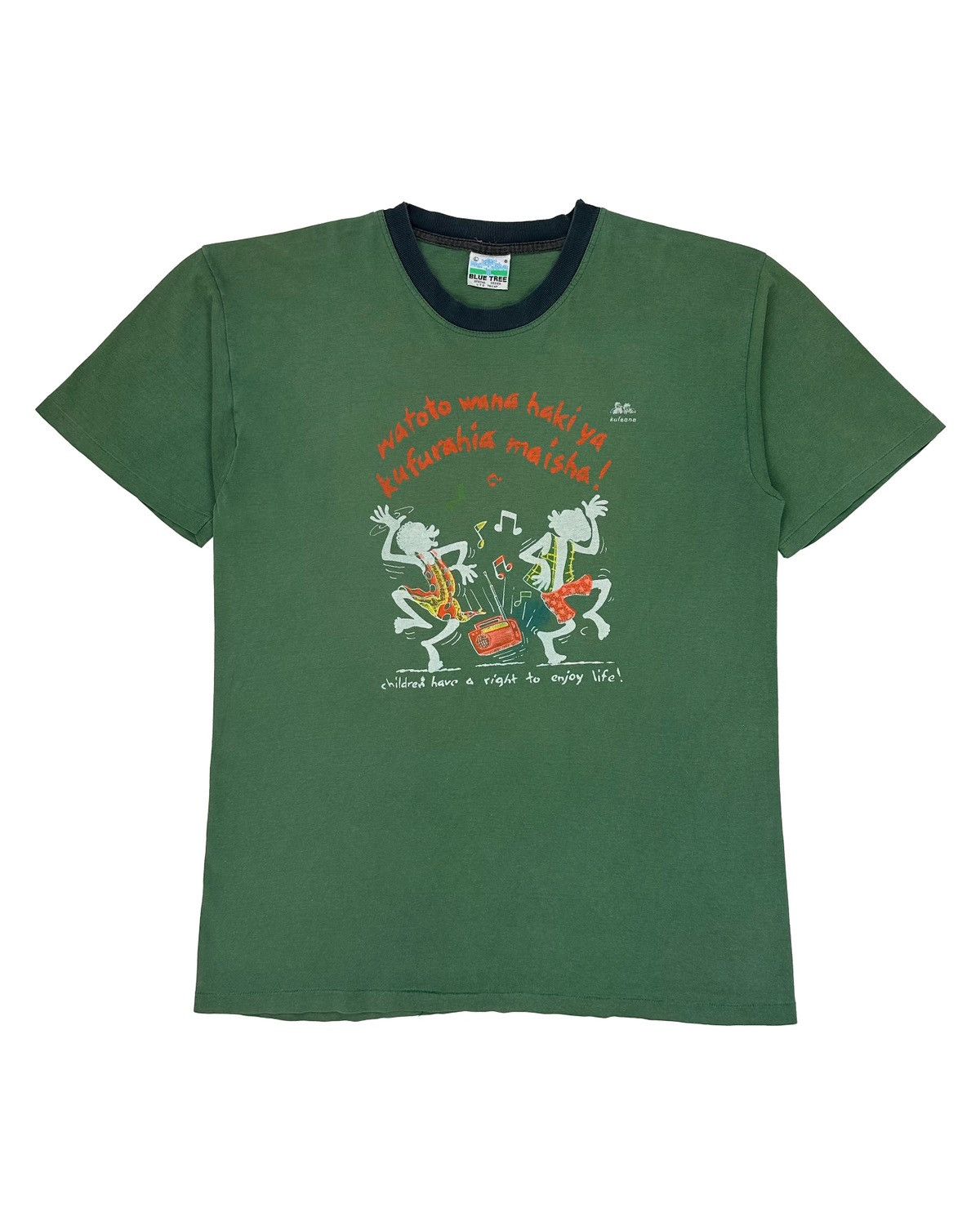 Vintage 90s “Children have a right to enjoy life!” Two Tone T-shirt Size US M / EU 48-50 / 2 - 1 Thumbnail