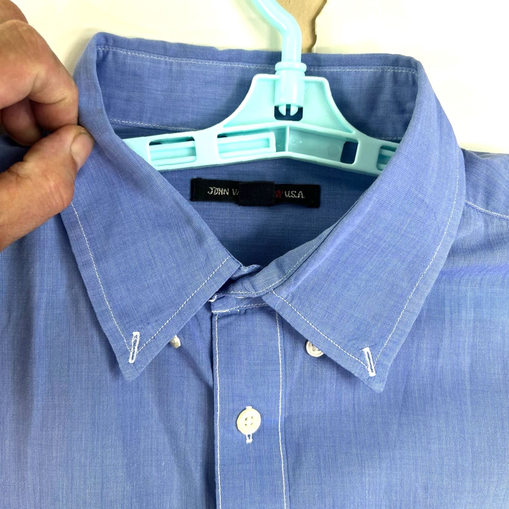 John Varvatos John Varvatos Button Down Long Sleeve Shirt Mens Size L Blue Pocket Size US L / EU 52-54 / 3 - 2 Thumbnail