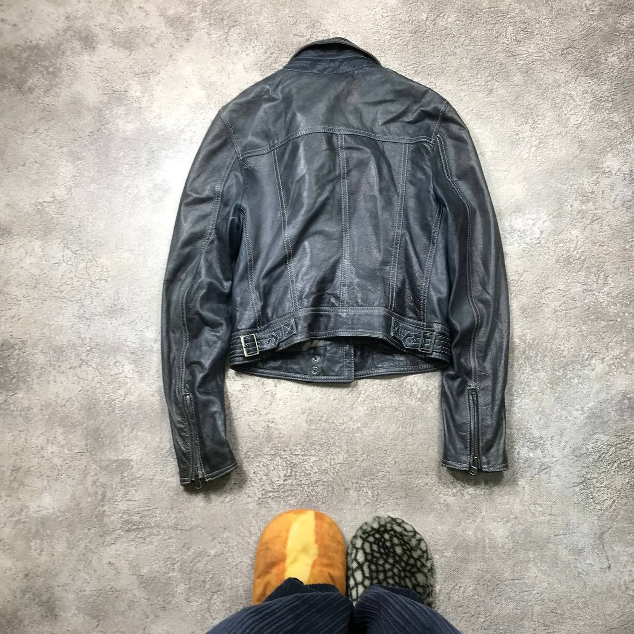 Vintage Vintage 90s Faded Black Leather Jacket Streetwear Graphic M Size M / US 6-8 / IT 42-44 - 6 Thumbnail