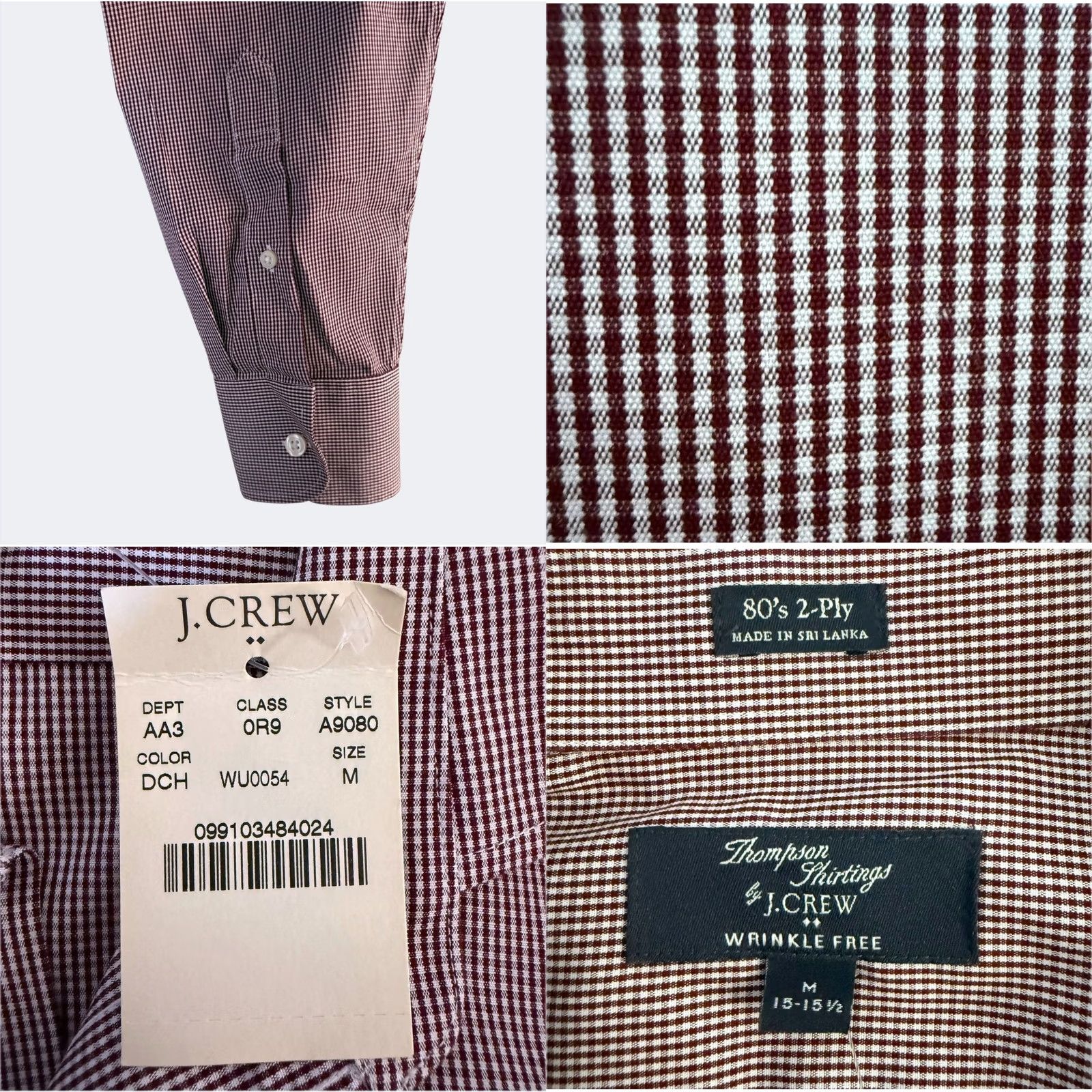 J.Crew J.Crew Gingham Plaid Button-Up L/S Shirt Red Men M 80's 2-Ply Cotton NEW Shirt Size US M / EU 48-50 / 2 - 8 Thumbnail