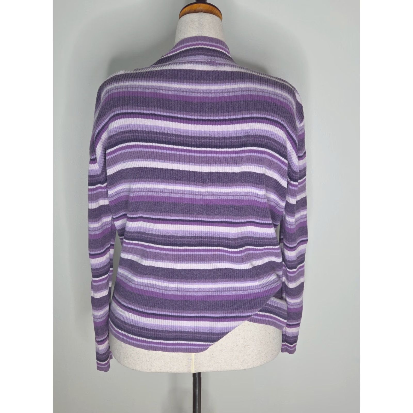 Vintage VINTAGE Purple Striped Sweater Mock Turtle Neck Womens 2X Pullover Knit Cotton Classic Preppy USA Size XXL / US 16-18 / IT 52-54 - 4 Thumbnail
