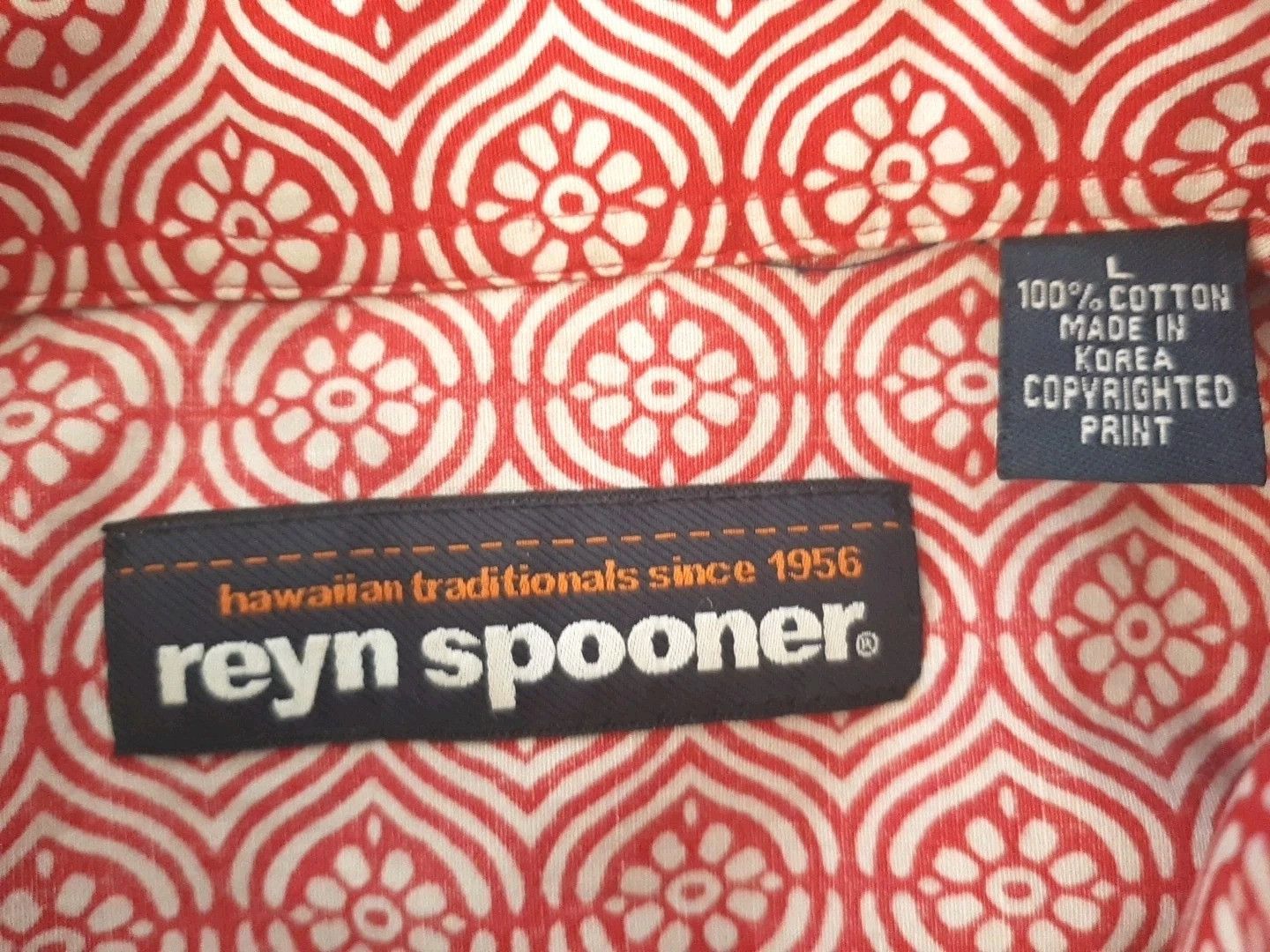 Reyn Spooner Reyn Spooner Geometric Flower Red Long Sleeve Hawaiian Size US L / EU 52-54 / 3 - 4 Thumbnail