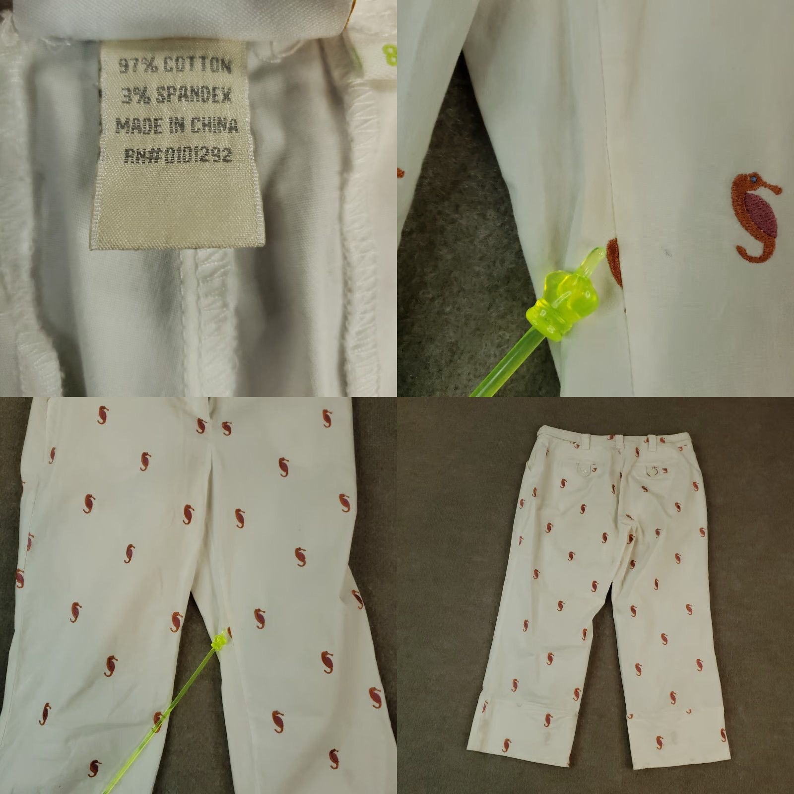 Vintage Lulu-B Womens Capri Pants White Extra Large XL Seahorse Size 30" / US 8 / IT 44 - 8 Thumbnail