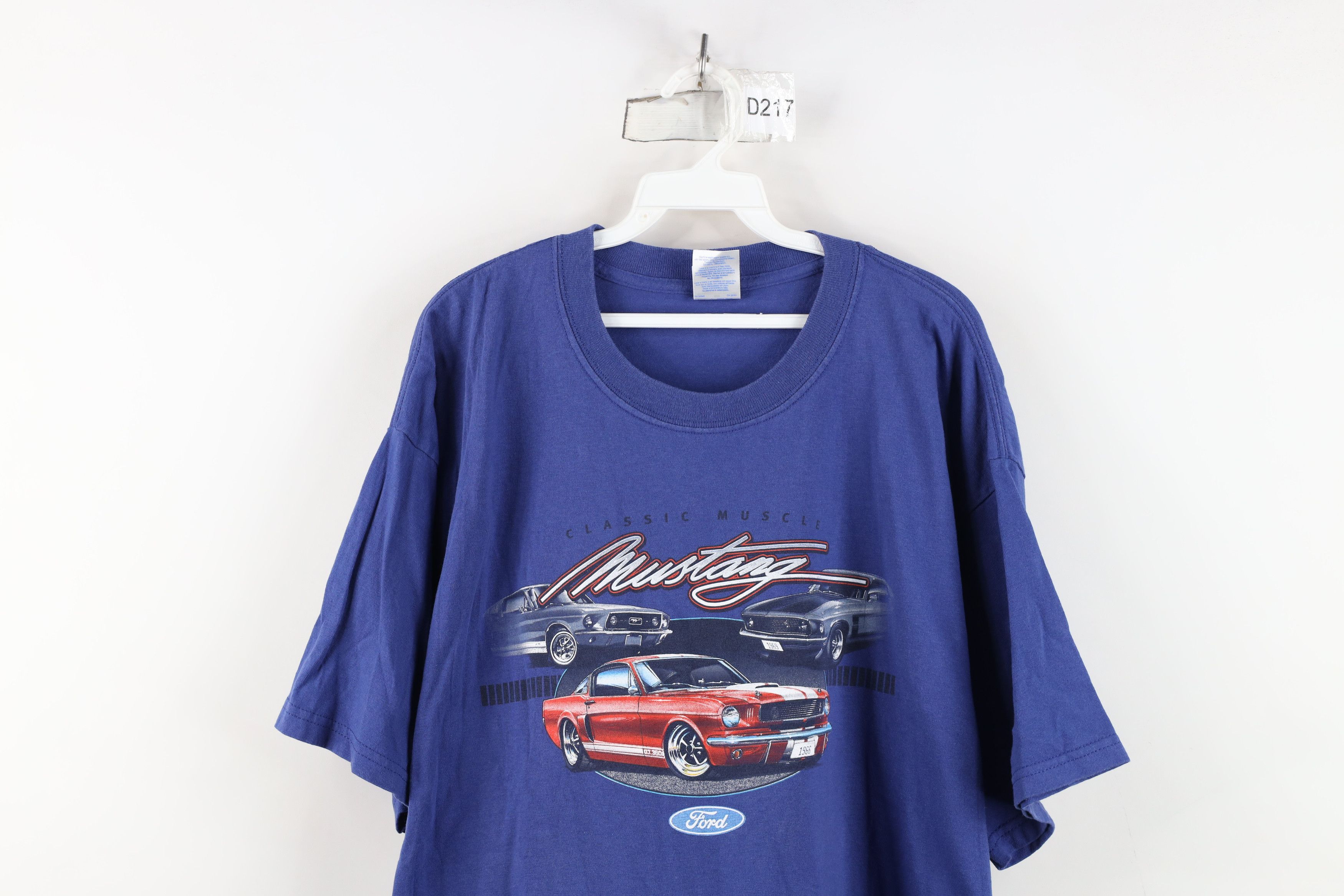 Vintage Vintage 90s Y2K Motor Co Mustang Muscle Car T-Shirt Blue Size US XL / EU 56 / 4 - 2 Thumbnail
