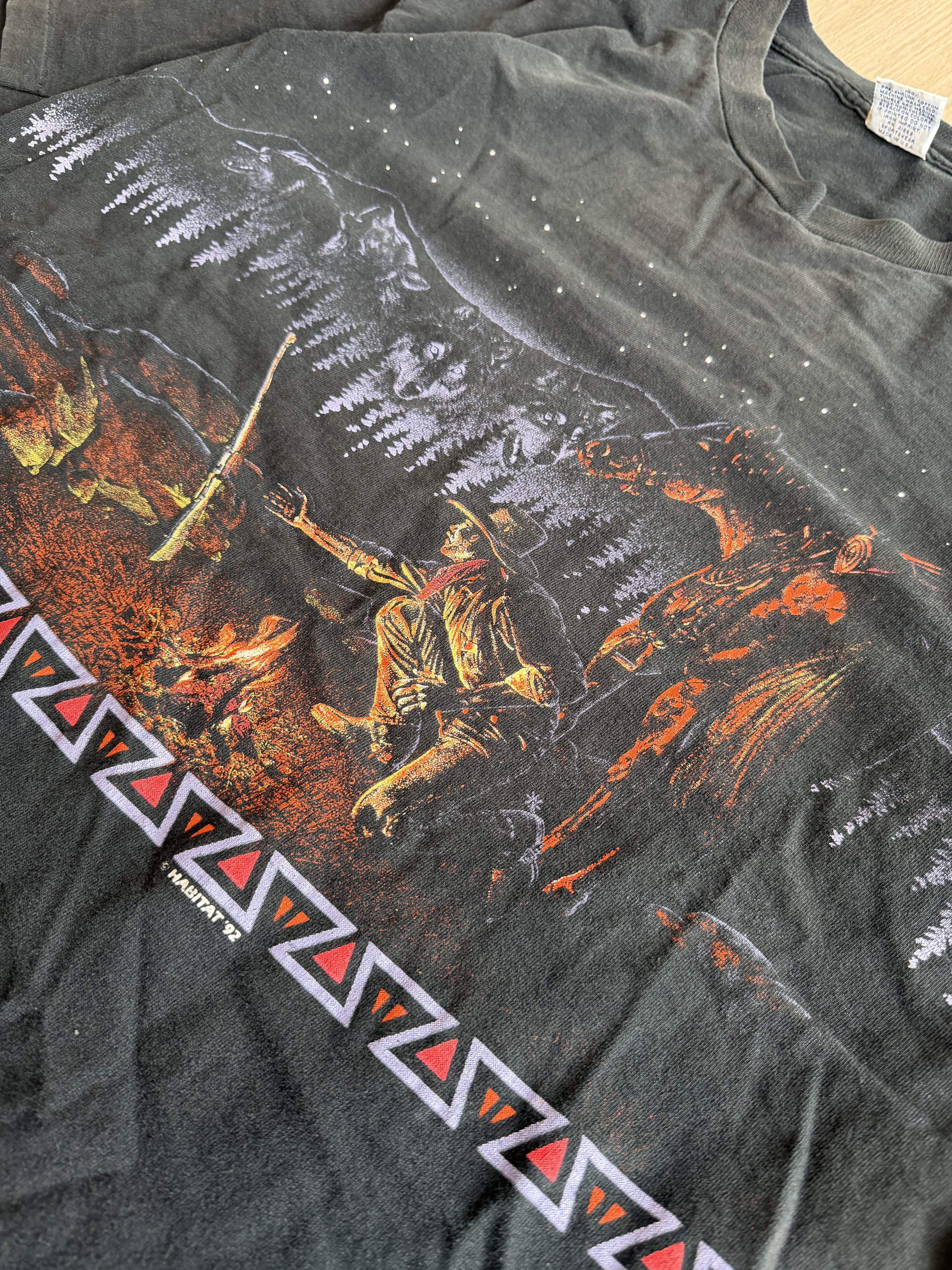 Vintage 1992 Habitat Cowboy Westeren Campfire Tee Scenic Size US XL / EU 56 / 4 - 2 Thumbnail