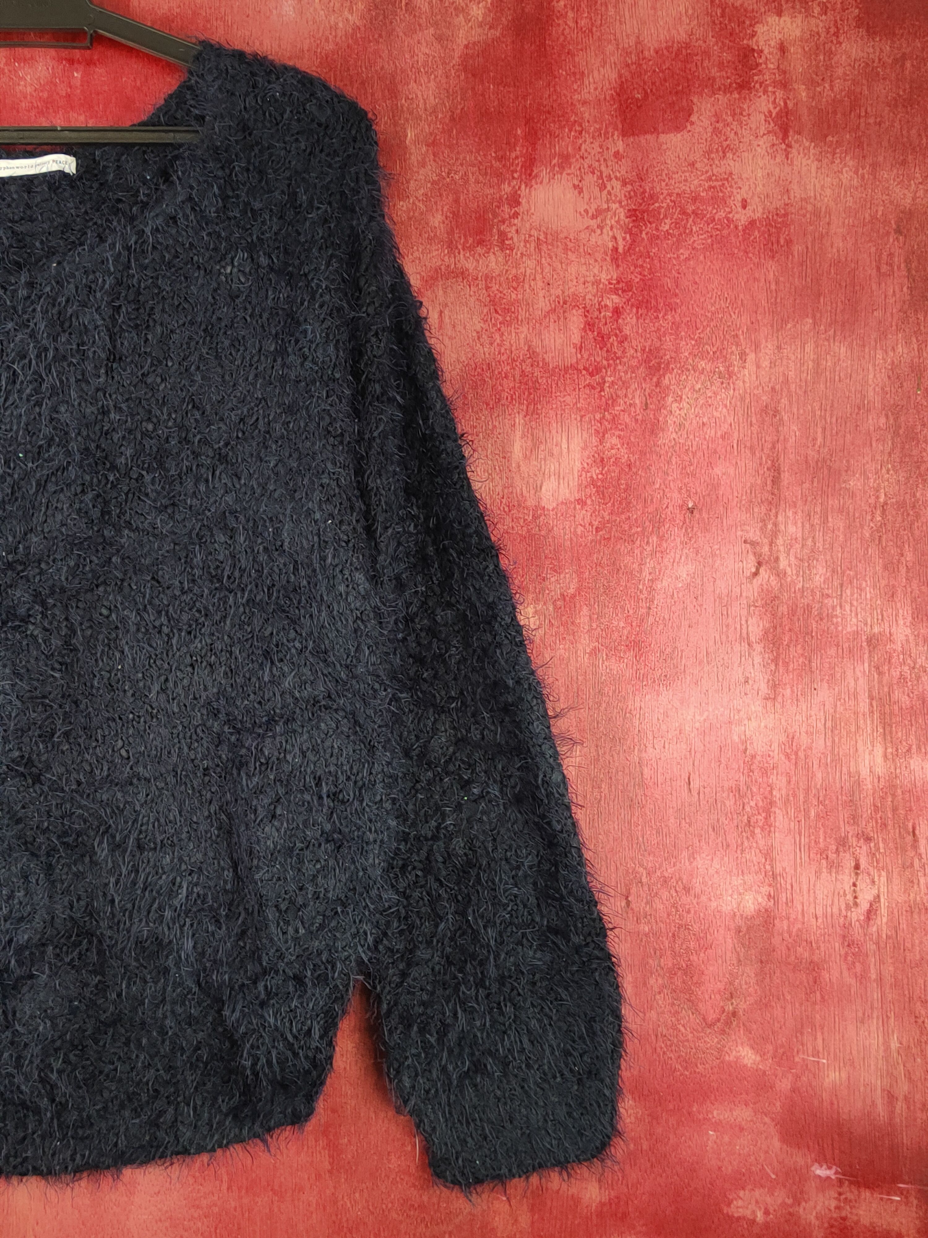 Homespun Knitwear × Japanese Brand × Vintage E Hypen World Gallery Navy Fur Mohair Knitwear #S1921 Size M / US 6-8 / IT 42-44 - 5 Thumbnail
