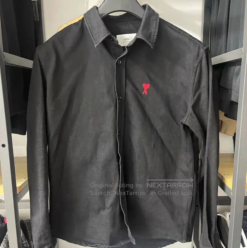 AMI Black Long Sleeve Shirt for Men .