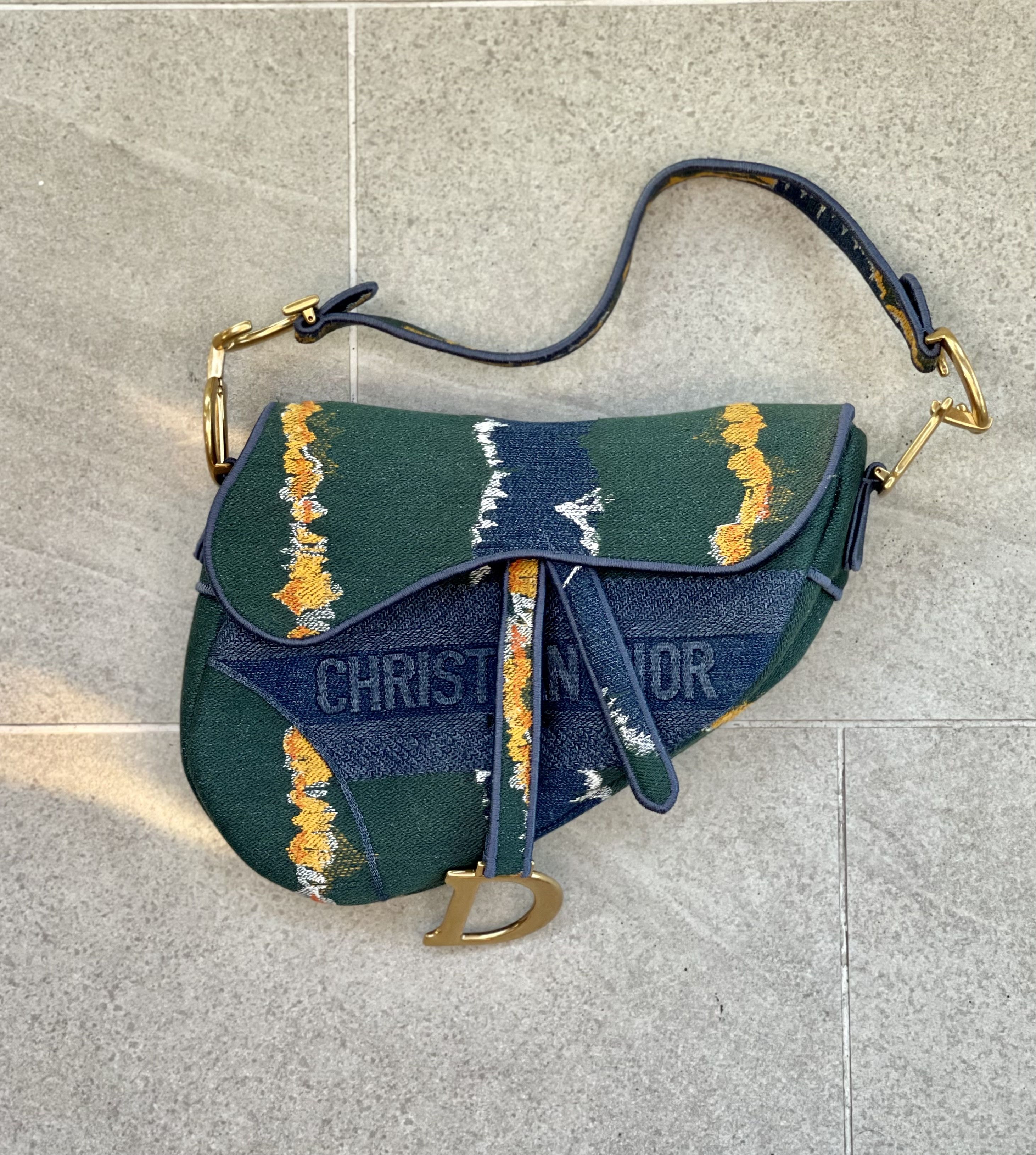 Dior Dior Embroidered Canvas Saddle Bags Vintage Olive Green Size ONE SIZE - 6 Thumbnail