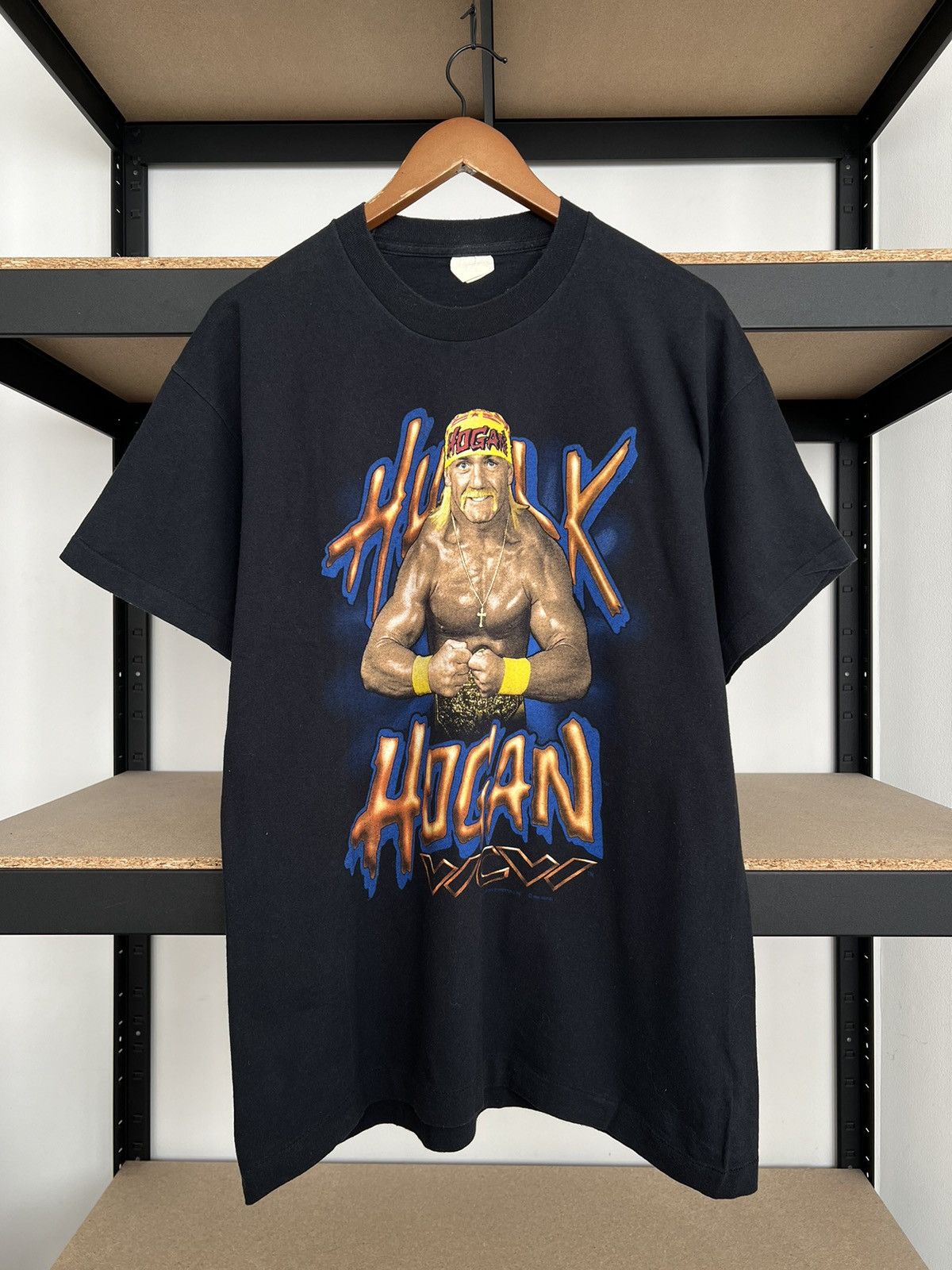 WWE Vintage 1994 Hulk Hogan WCW Wrestling WWE Black T-shirt Size US L / EU 52-54 / 3 - 2 Thumbnail