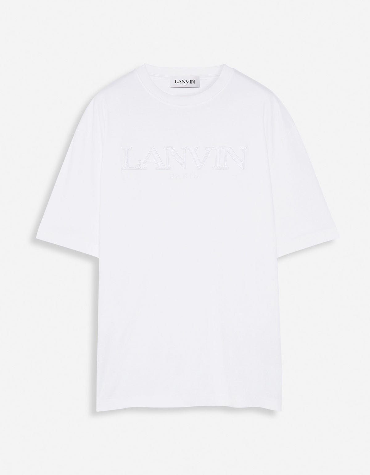 image of Lanvin White Logo Embroidered Classic T-Shirt, Men's (Size XL)