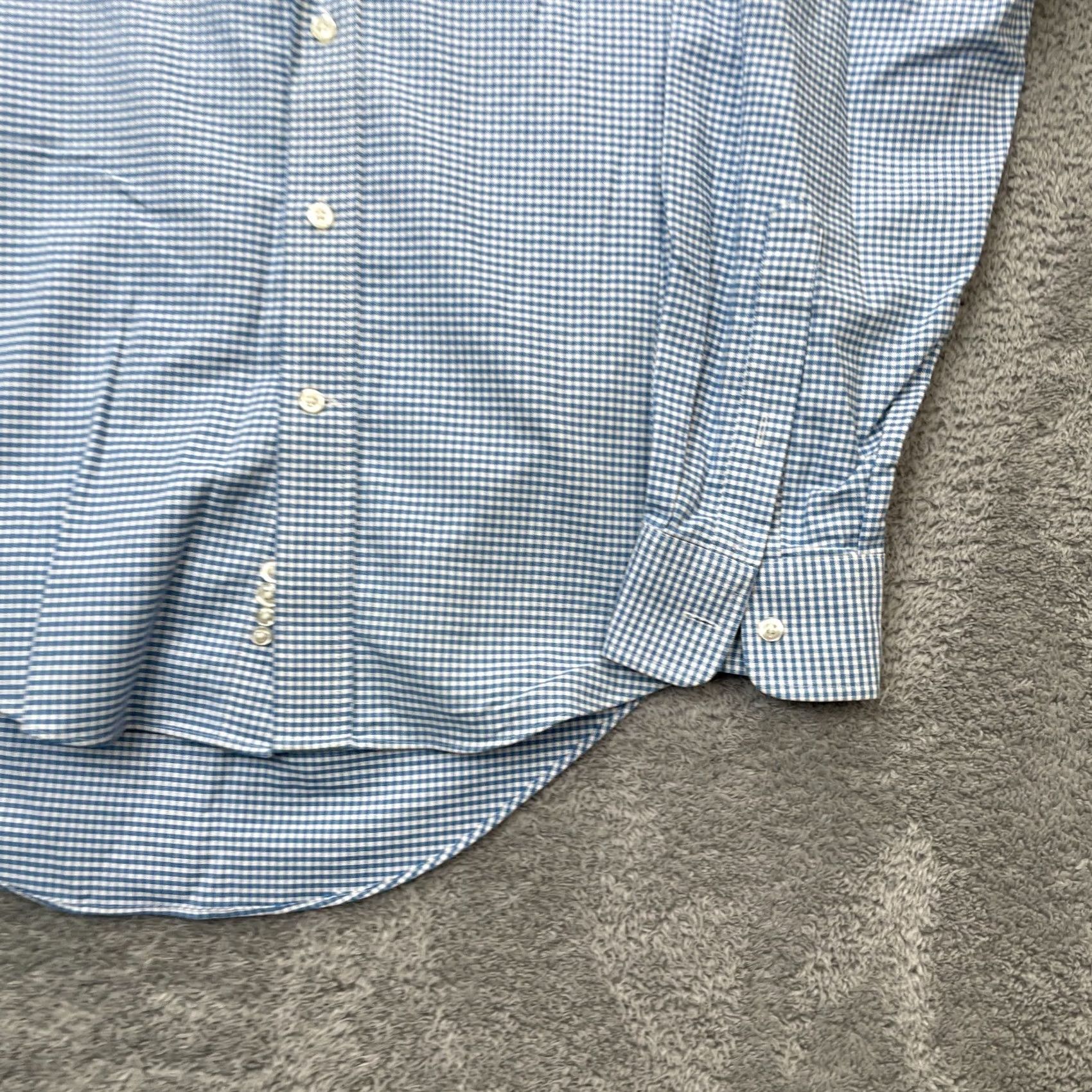 Lands' End VTG Lands' End Shirt Mens 36 Tall Blue No Iron Dress Gingham Button-Down Casual Business Long Sleeve 100% Cotton Regular Womens? Size 36R - 5 Thumbnail