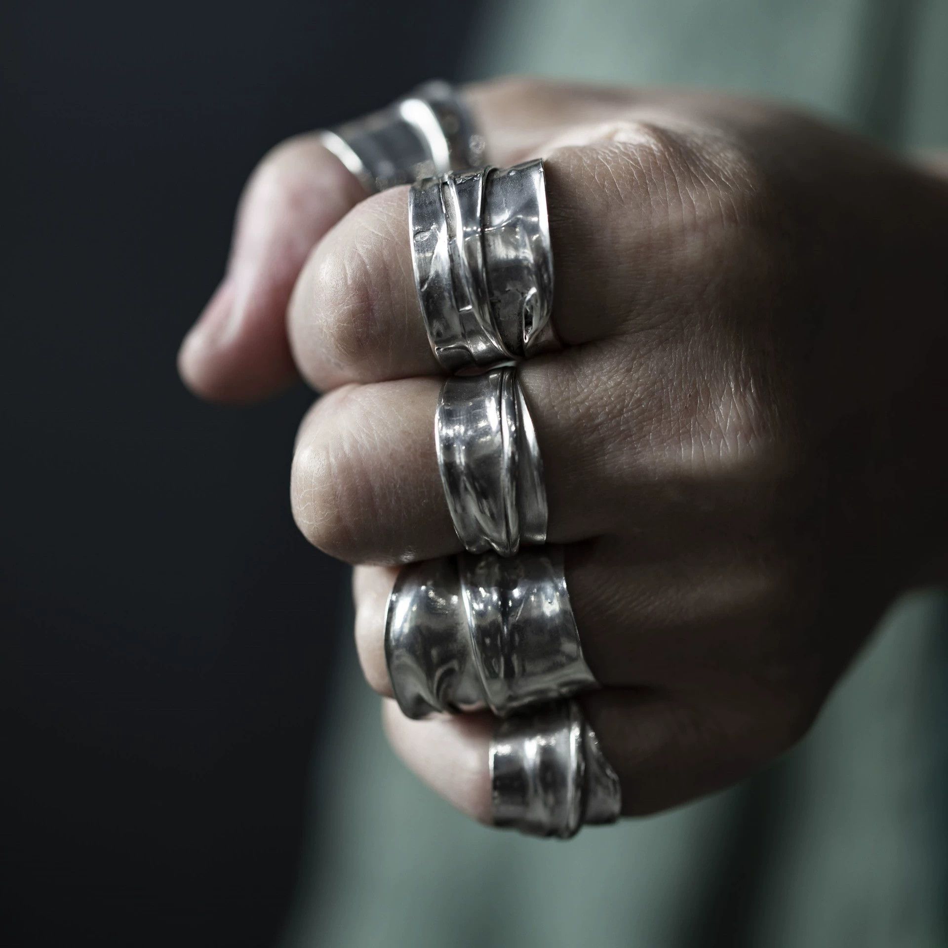 Uma Wang Detaj x Uma Wang Mirror-Finish Folded Silver Ring Size ONE SIZE - 1 Thumbnail