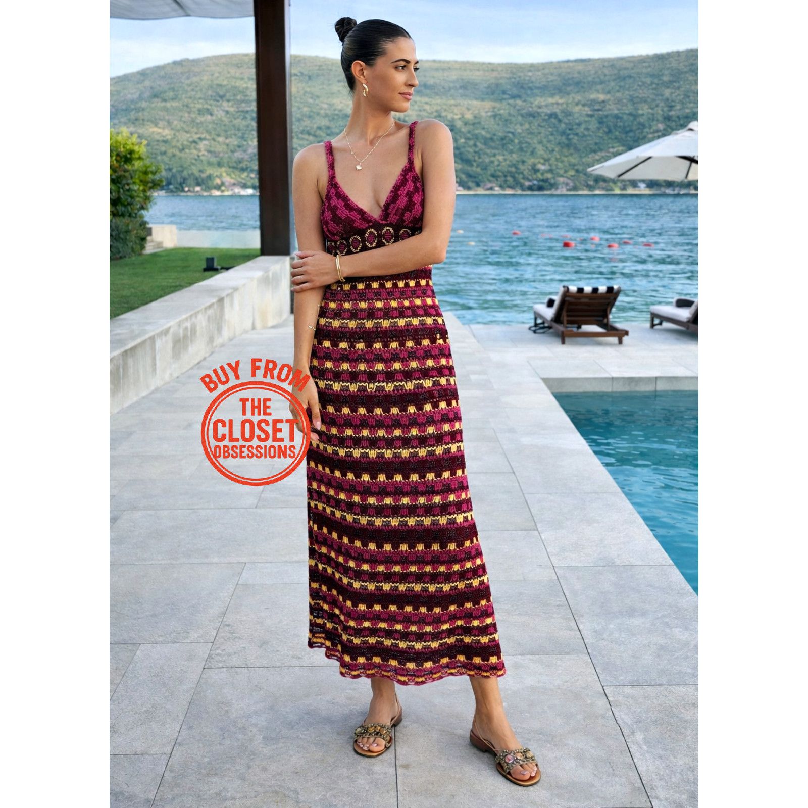 Zara ZARA Blogger Favorite V-Neck Knit Midi Dress NWT Multicolor Size L / US 10 / IT 46 - 2 Thumbnail