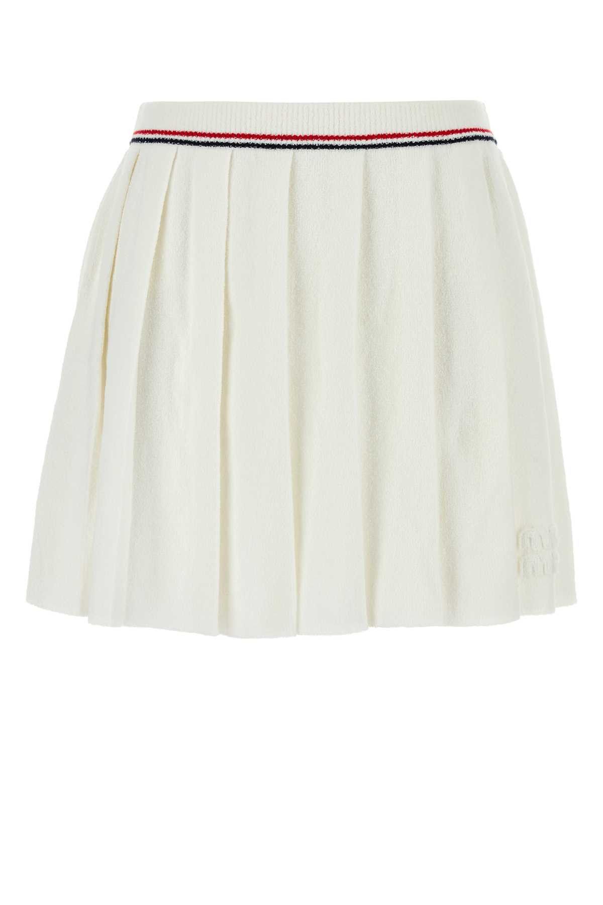 Miu Miu White Stretch Terry Fabric Skirt Size 30" / US 8 / IT 44 - 1 Thumbnail