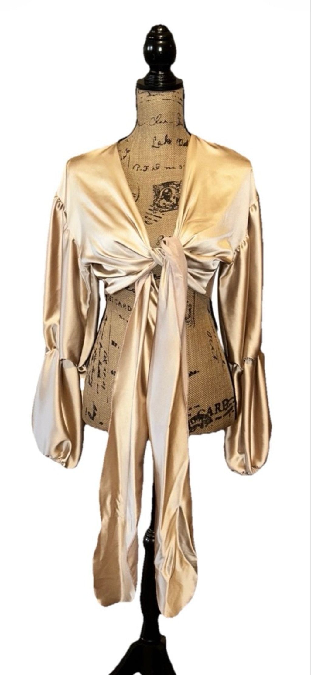 Akira Akira Gold Shinny Satin Top Tie Front Blouse Size M Size M / US 6-8 / IT 42-44 - 1 Thumbnail