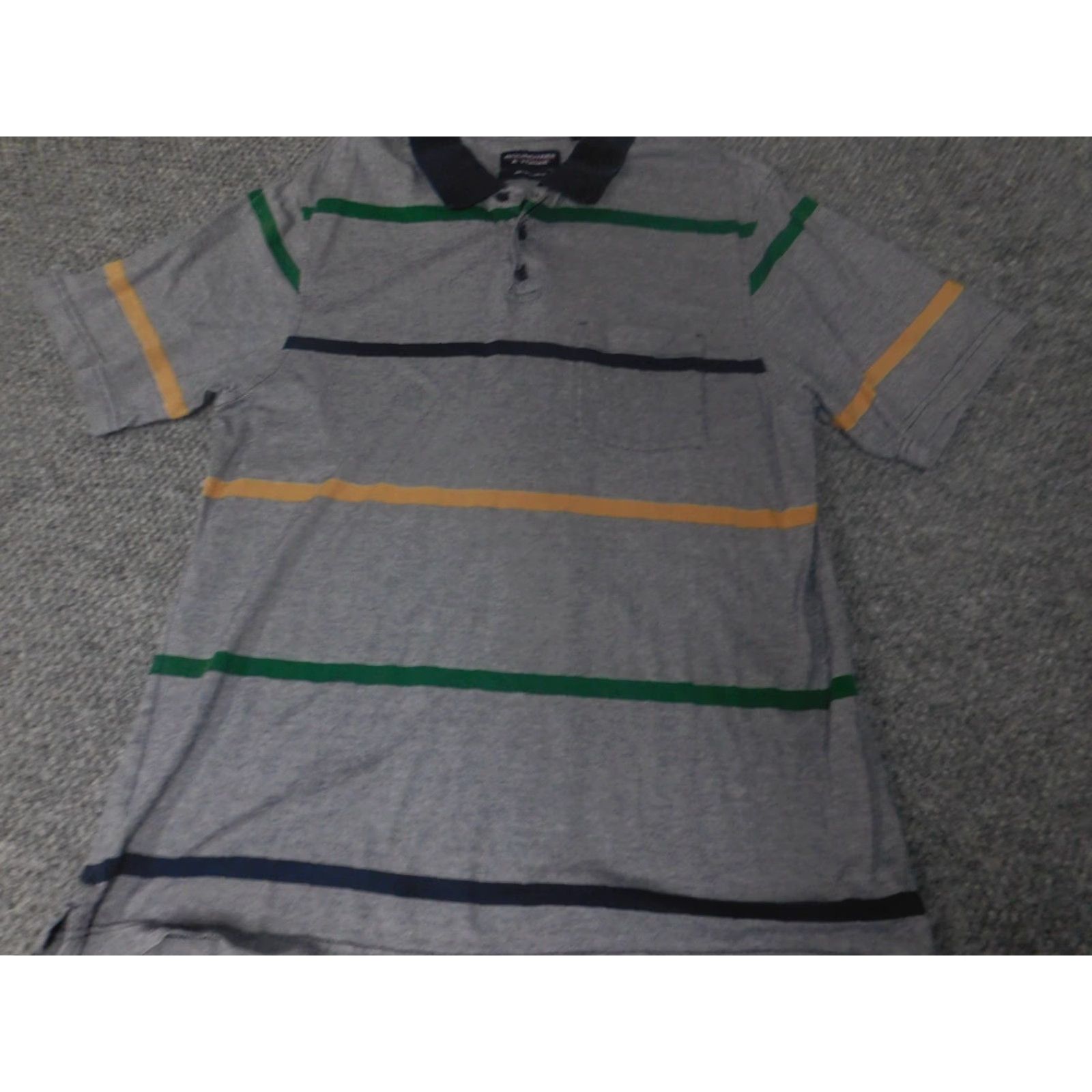 Roundtree & Yorke Roundtree & Yorke Polo Shirt Mens Medium Gray Striped Short Sleeve Golf Athletic Collared Button Knit Cotton Sportsman | Regular Fit | All Seasons Size US M / EU 48-50 / 2 - 2 Thumbnail