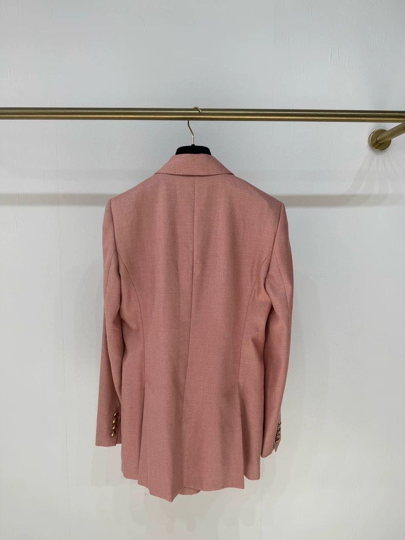 Max Mara Max Mara Pink Wool Suit with Metallic Buttons Blazer Size L / US 10 / IT 46 - 5 Thumbnail