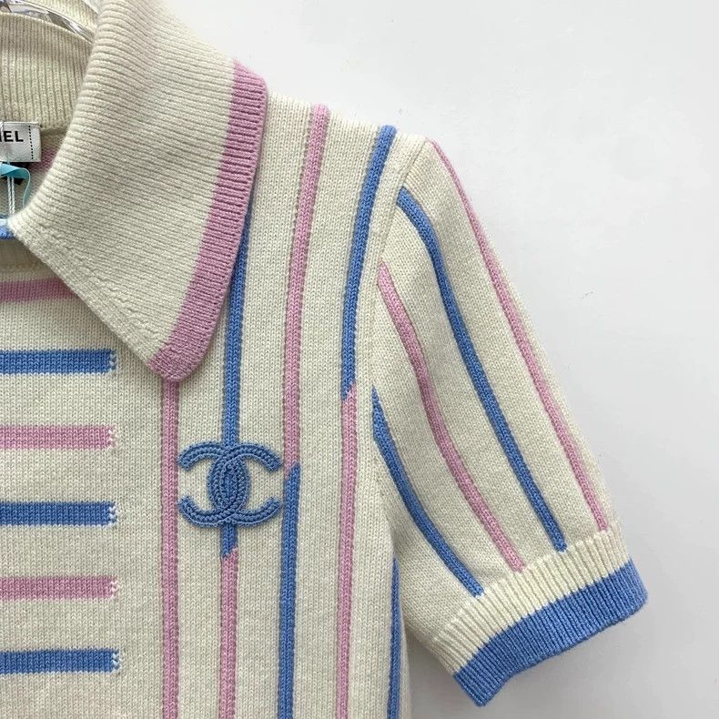Chanel Chanel Beige striped logo embroidered cashmere lapel short- Size XXS / US 00 / IT 34 - 3 Thumbnail