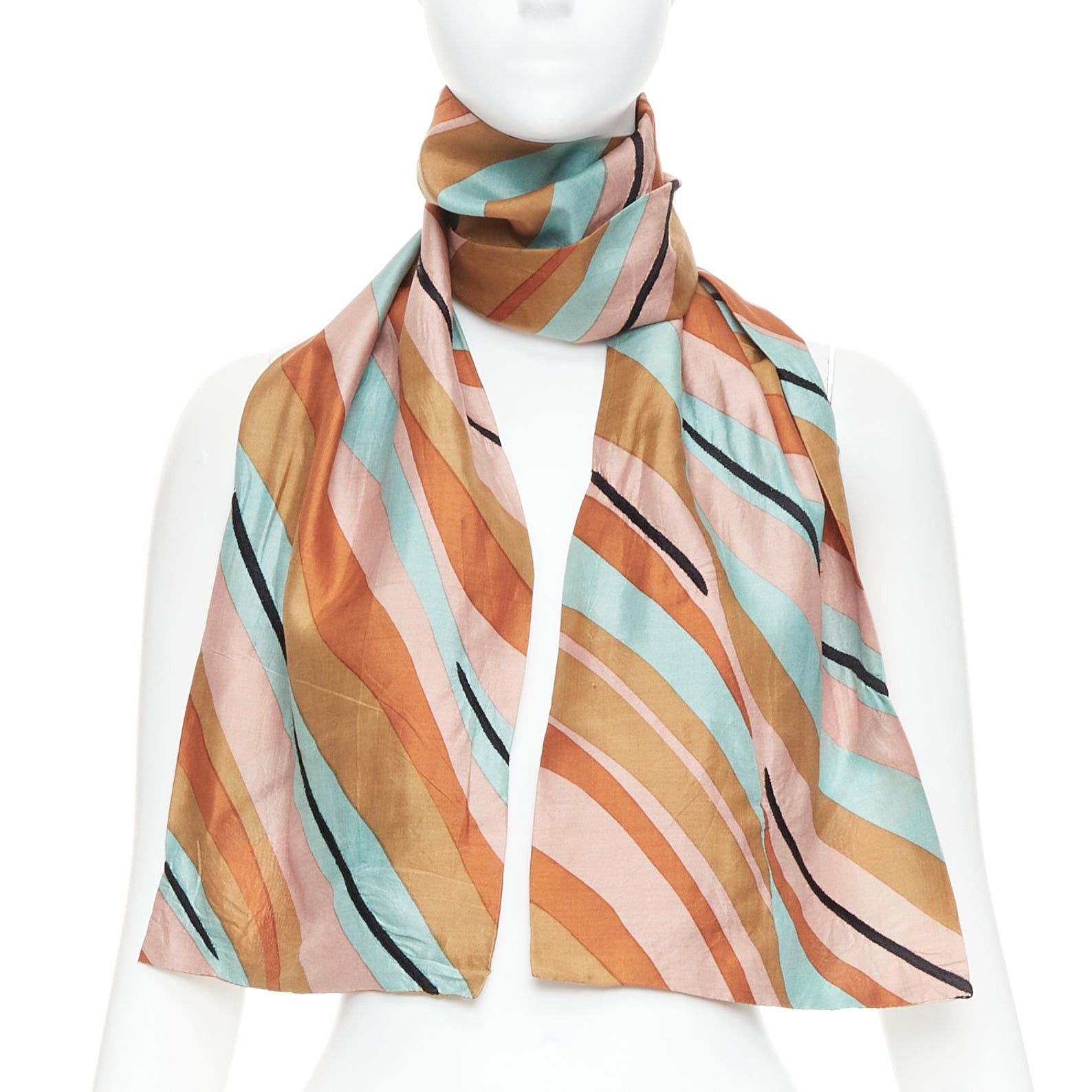 Dries Van Noten DRIES VAN NOTEN brown green multicolor 100% silk printed scarf Size ONE SIZE - 1 Thumbnail