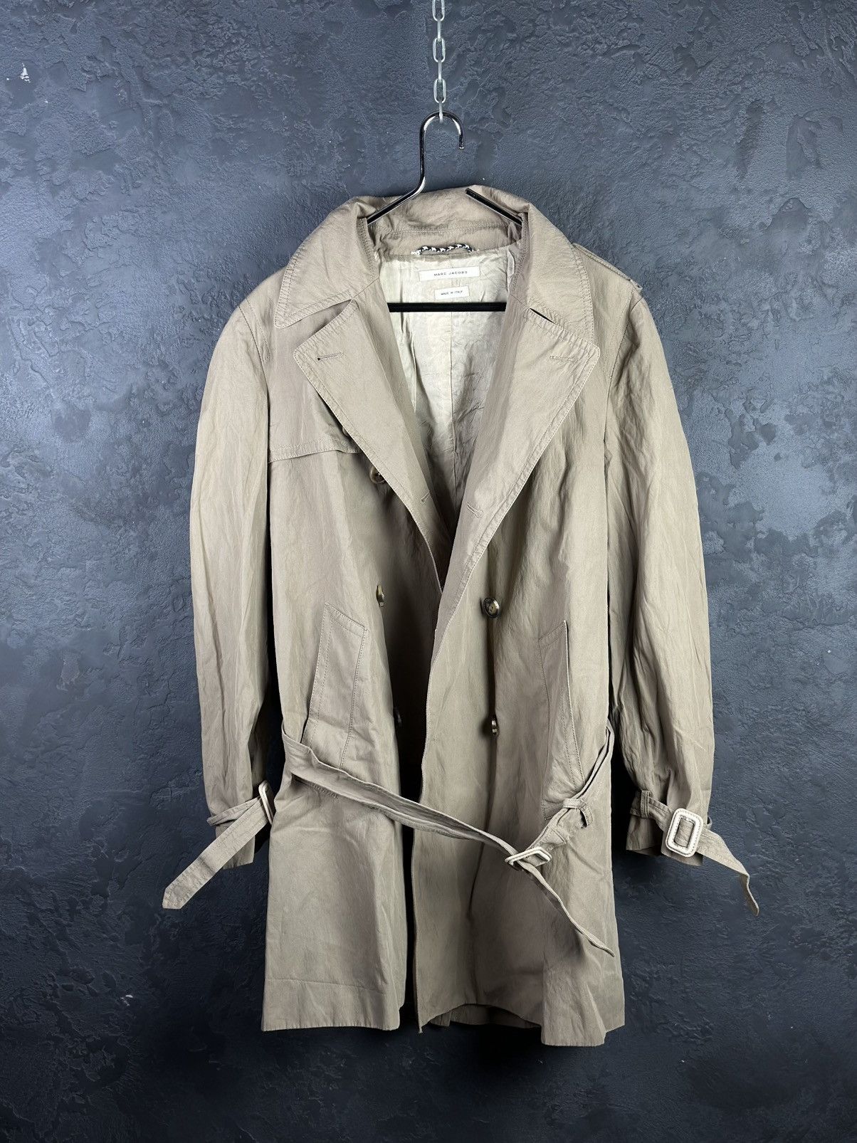 Marc Jacobs × Vintage MARC JACOBS Double-Breasted Belted Cotton Trench Coat Size XL / US 12-14 / IT 48-50 - 6 Thumbnail