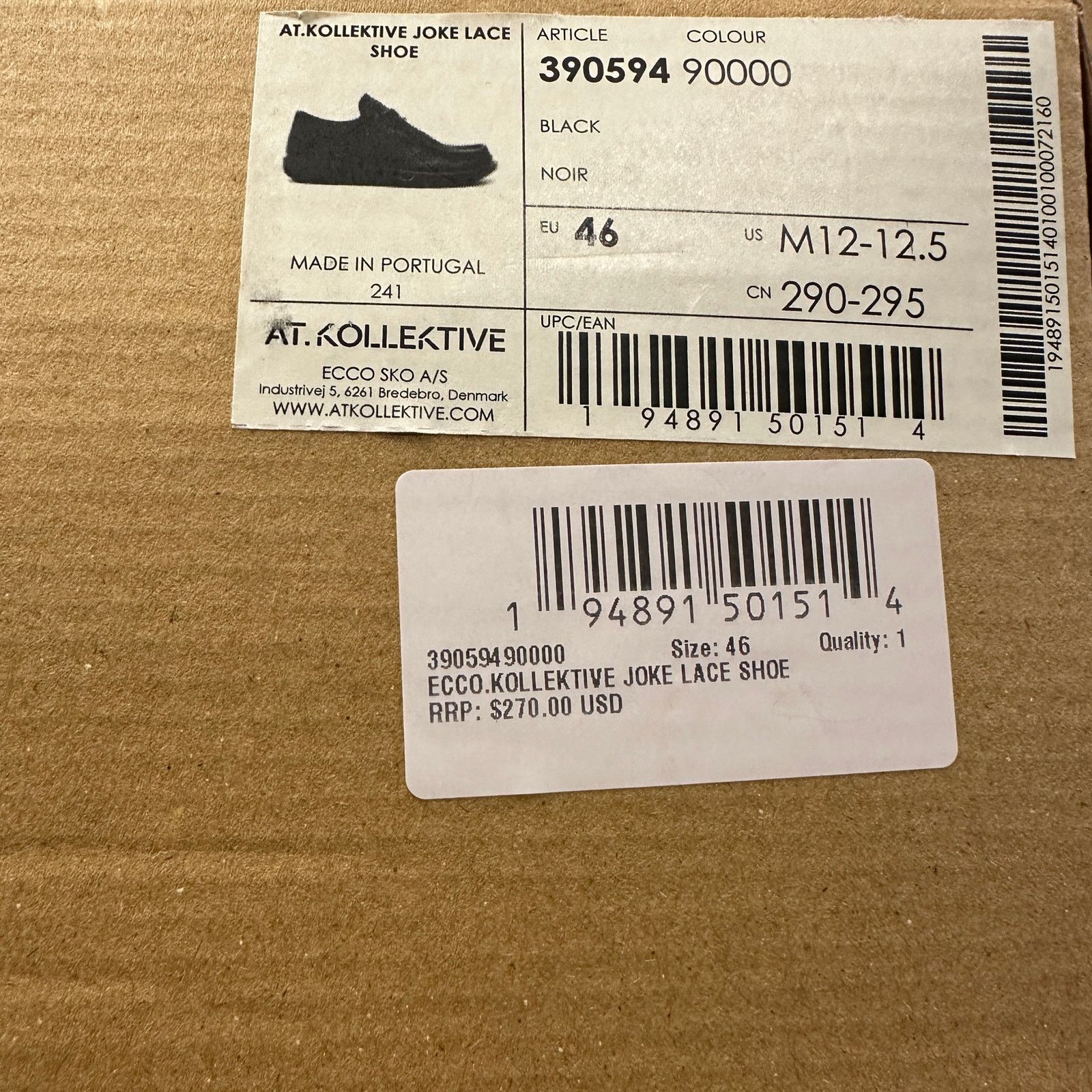 Ecco ECCO AT. KOLLEKTIVE MEN'S 46 BLACK LEATHER JOKE LACE SHOE Size US 12.5 / EU 45-46 - 7 Thumbnail