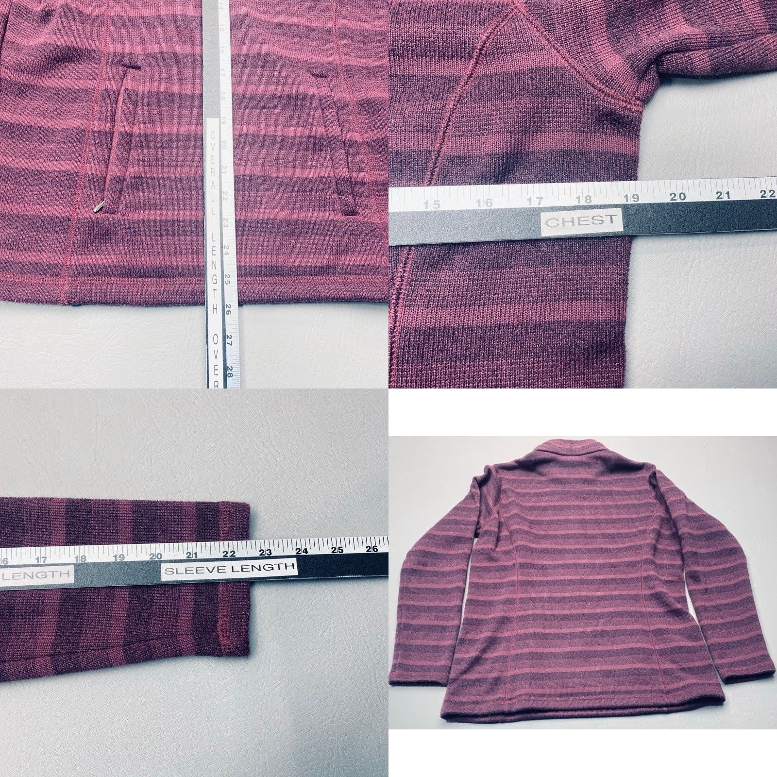 Vintage REI Half Zip Sweater Women's Medium Purple Striped Pullover Front Pockets 8432 Size M / US 6-8 / IT 42-44 - 8 Thumbnail