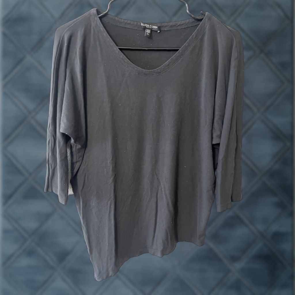 Eileen Fisher Eileen Fisher Tunic Shirt Women PS Petite 3/4 Sleeve Gray Viscose/Spandex Relaxed Casual Travel Size S / US 4 / IT 40 - 1 Thumbnail