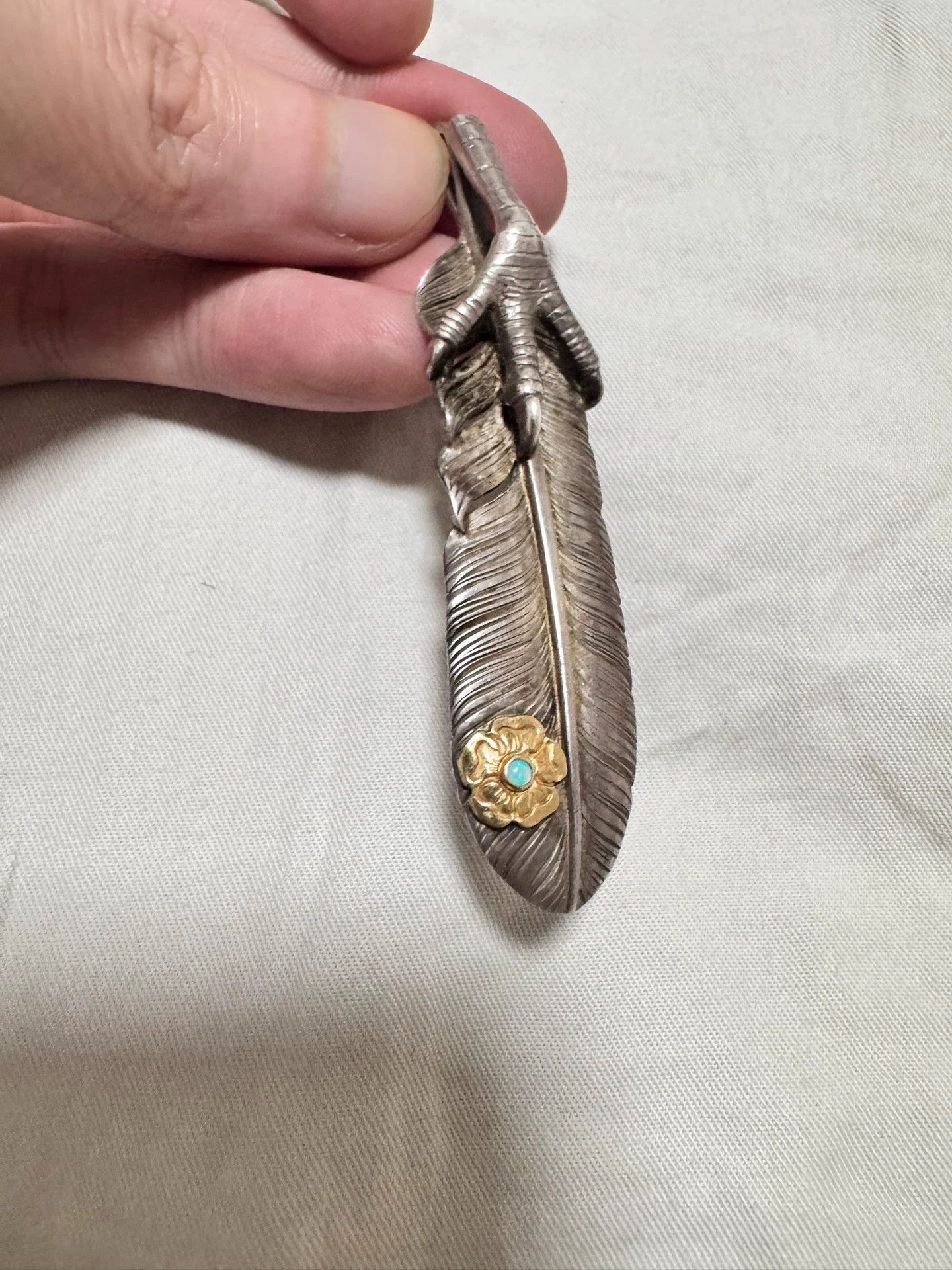 Taro Washimi Taro Washimi E.Claw Gold Rose Opal Feather Silver Necklace Size ONE SIZE - 4 Thumbnail